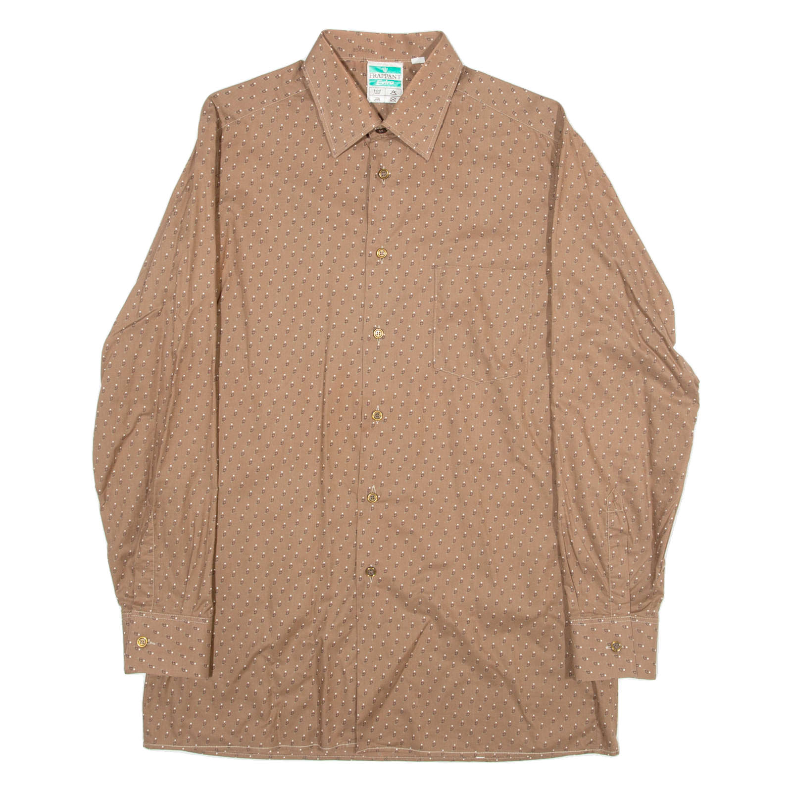 FRAPPANT EXTRA Mens Shirt Brown Long Sleeve S Refurbished - N/A refurbished available on Cerqular
