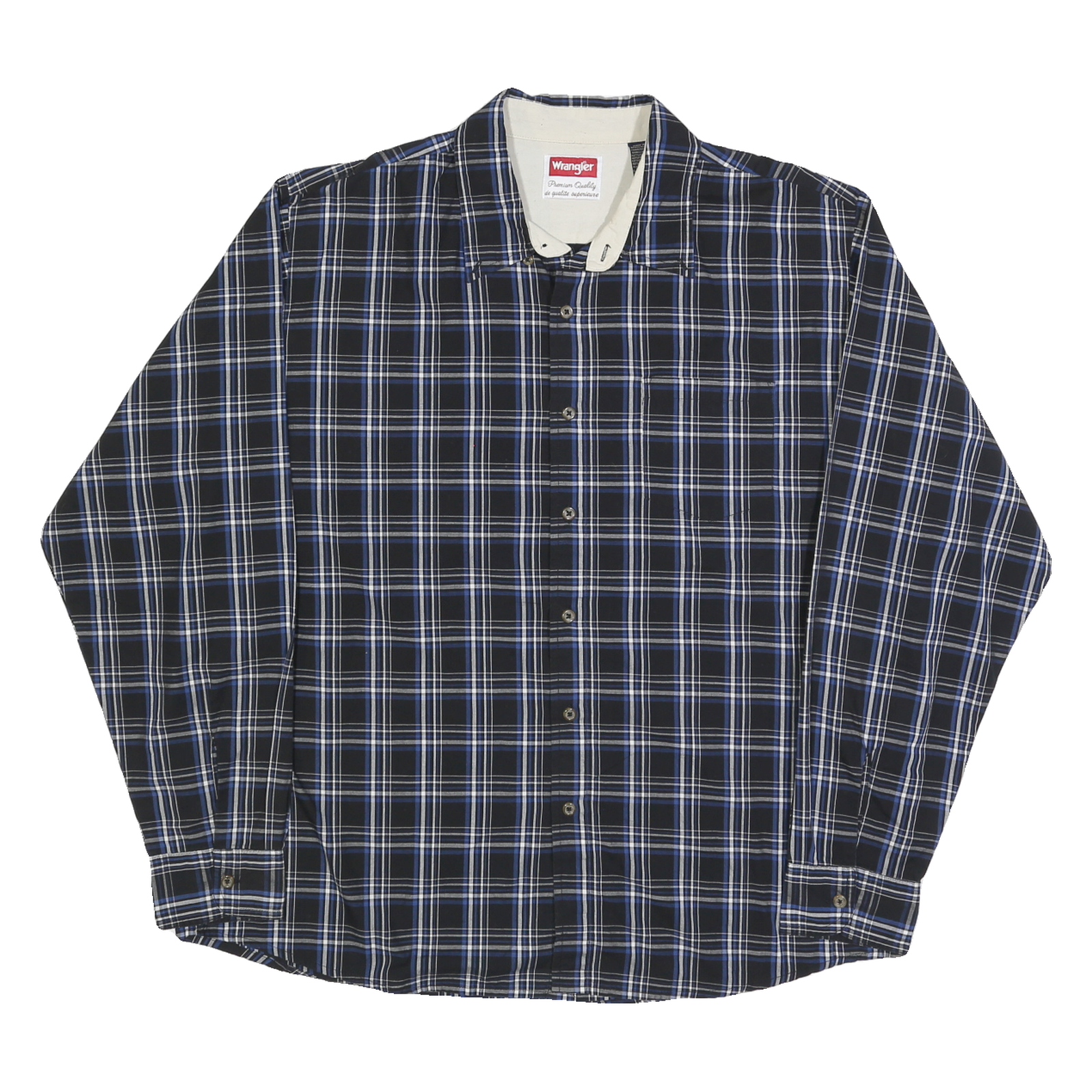 WRANGLER Mens Blue & White Plaid Shirt XL Cotton Blend Comfortable Casual Fit Refurbished - N/A refurbished available on Cerqular