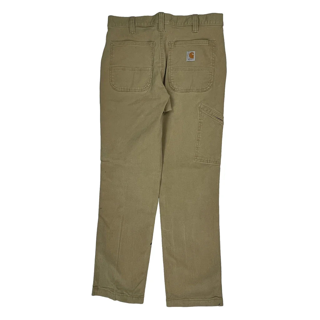 Carhartt Carpenter Trousers - 31W 32L Khaki Cotton Refurbished - Thrifted (note: this is a term often used to describe second- refurbished available on Cerqular