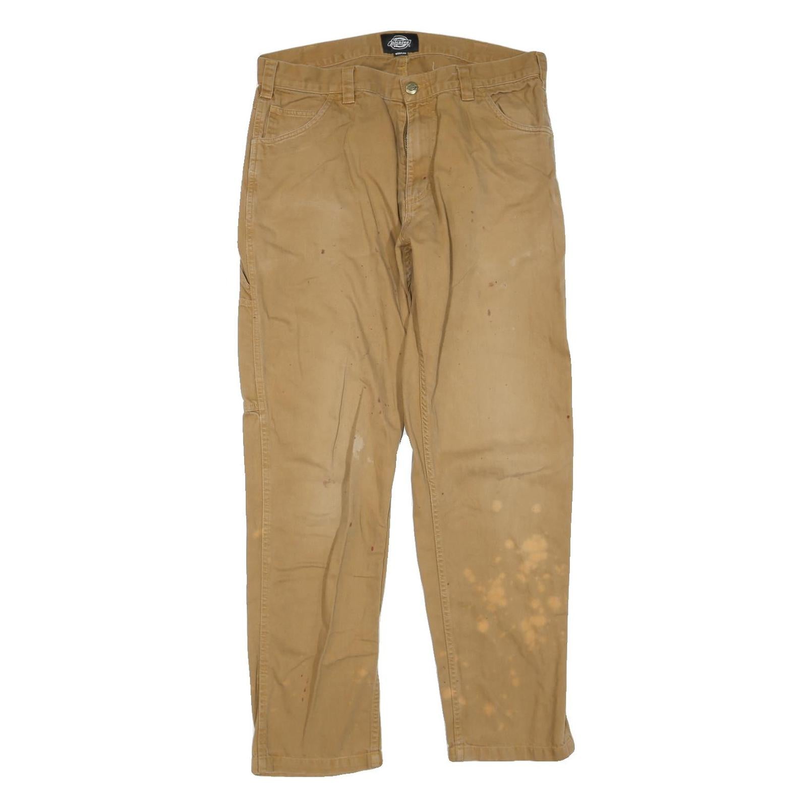 DICKIES Mens Regular Fit Beige Cotton Blend Workwear Trousers W33 L30 Durable Refurbished - N/A refurbished available on Cerqular