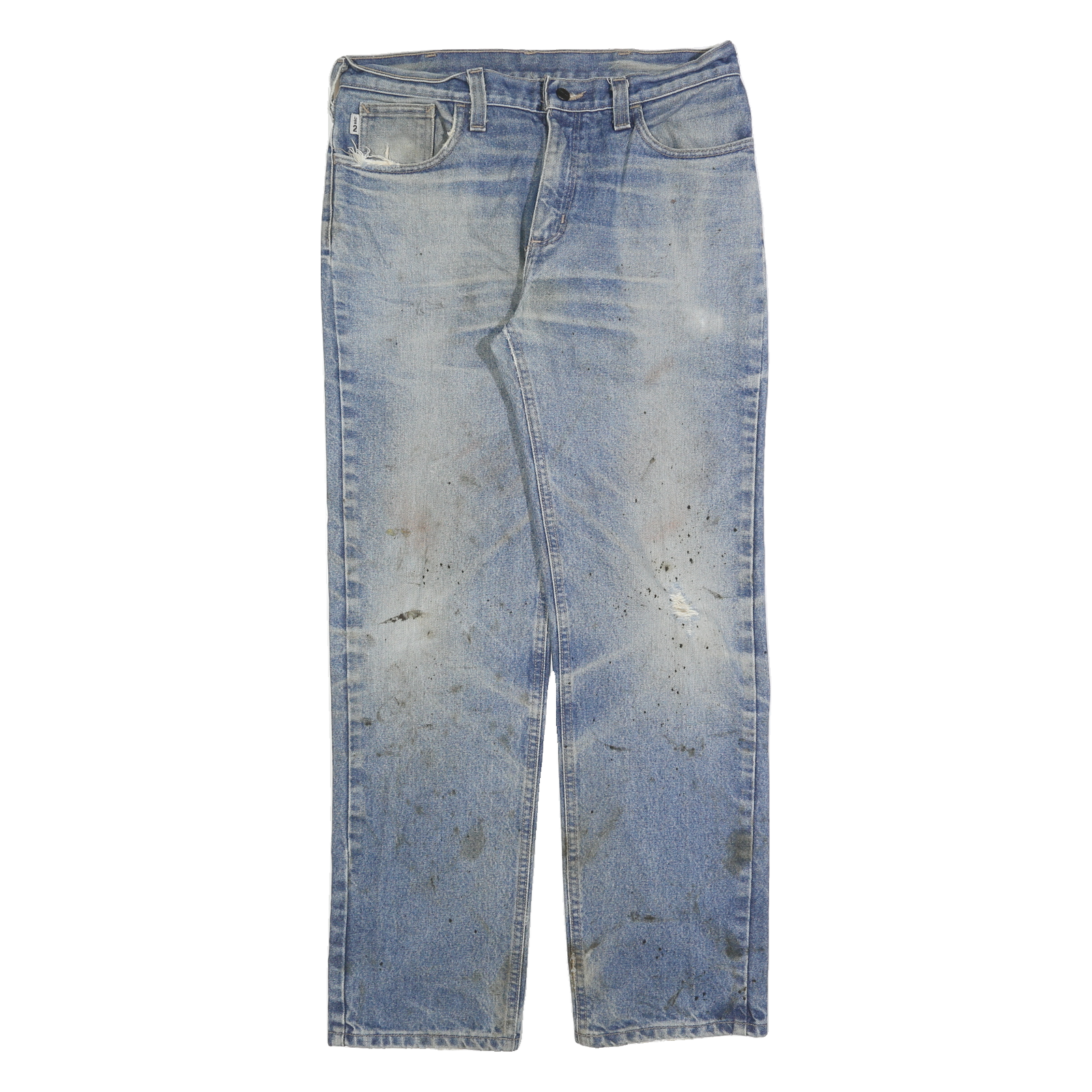 CARHARTT Mens Cotton Blend Blue Regular Straight Trousers W34 L34 Workwear Refurbished - N/A refurbished available on Cerqular