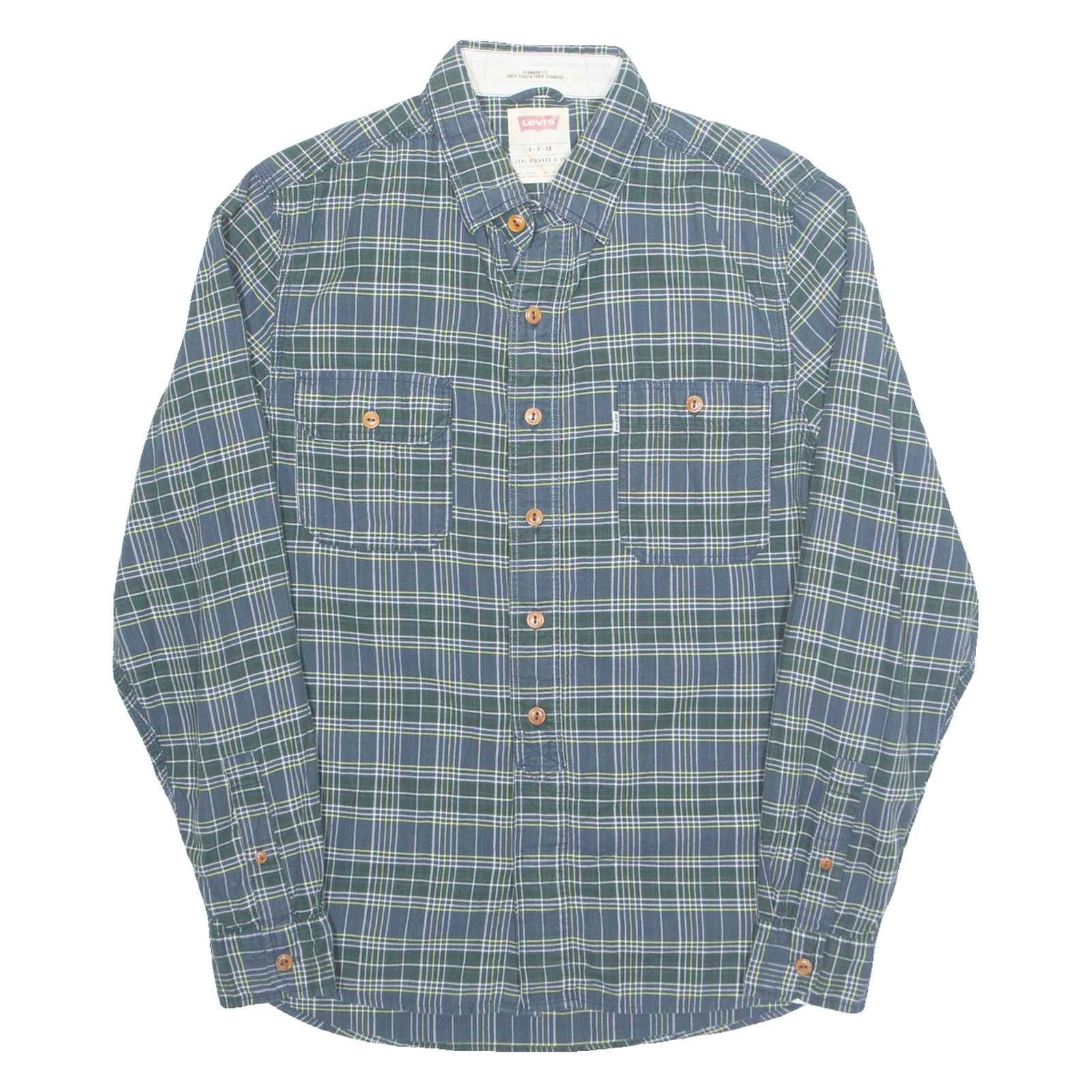 LEVI'S Slim Fit Mens Shirt Blue Check Long Sleeve S Refurbished - N/A refurbished available on Cerqular
