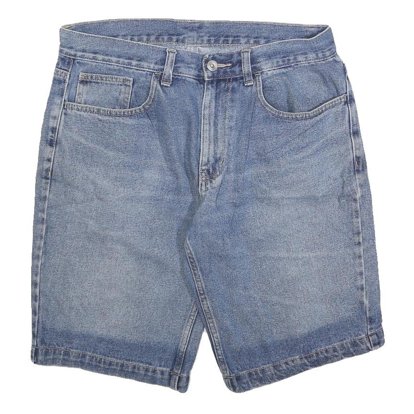Mens Blue Denim Casual Shorts L W34 Cotton Blend Classic Fit Button Closure Refurbished - N/A refurbished available on Cerqular