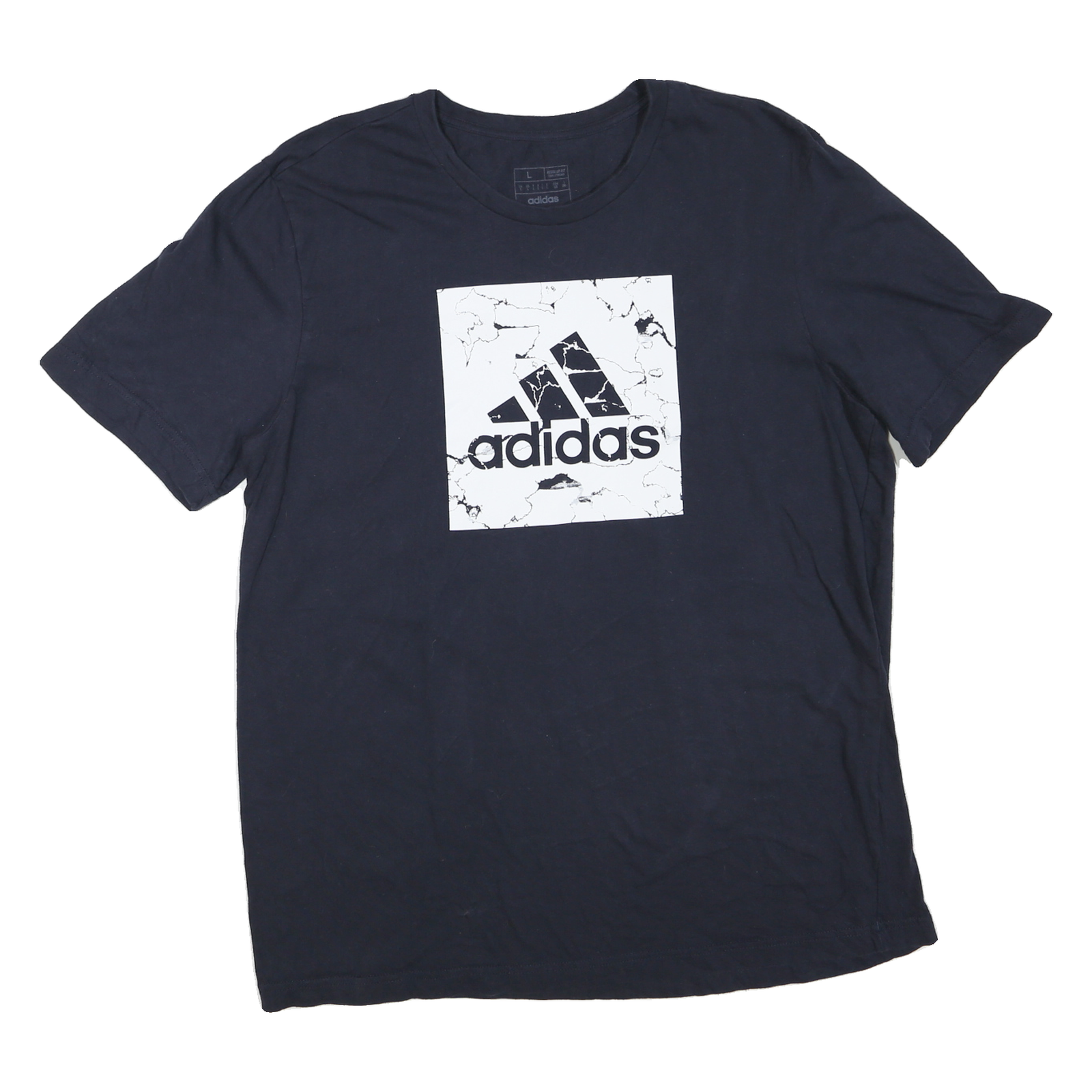 ADIDAS Mens Black Graphic T-Shirt L Short Sleeve Crew Neck Cotton Blend Refurbished - N/A refurbished available on Cerqular