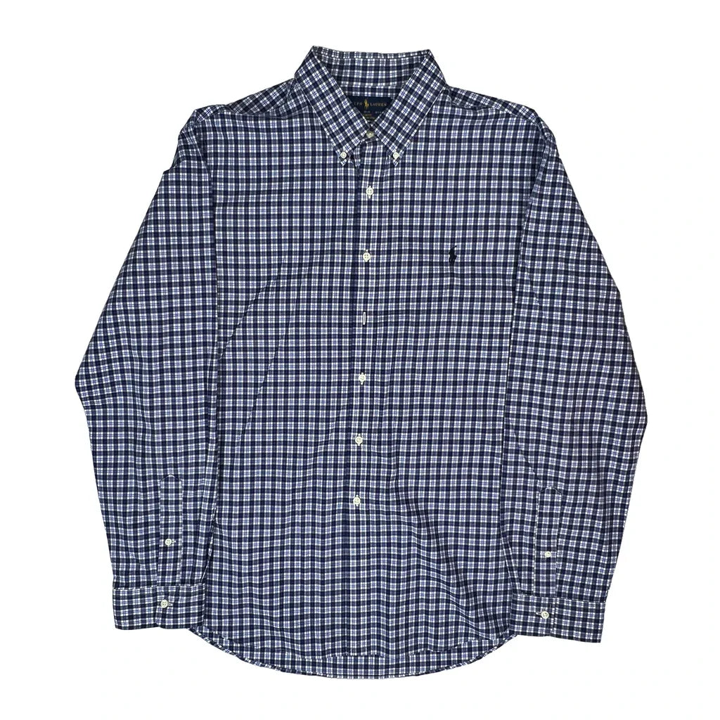Ralph Lauren Checked Shirt - 2XL Blue Cotton Refurbished - Thrifted (note: this is a term often used to describe second- refurbished available on Cerqular