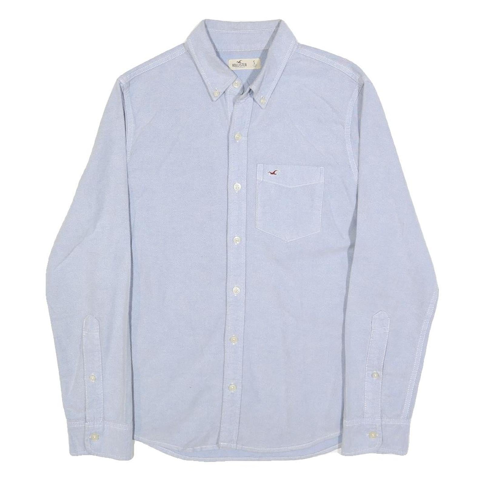 HOLLISTER Mens Blue Button-Down Shirt S Cotton Casual Pocket Long Sleeve Refurbished - N/A refurbished available on Cerqular