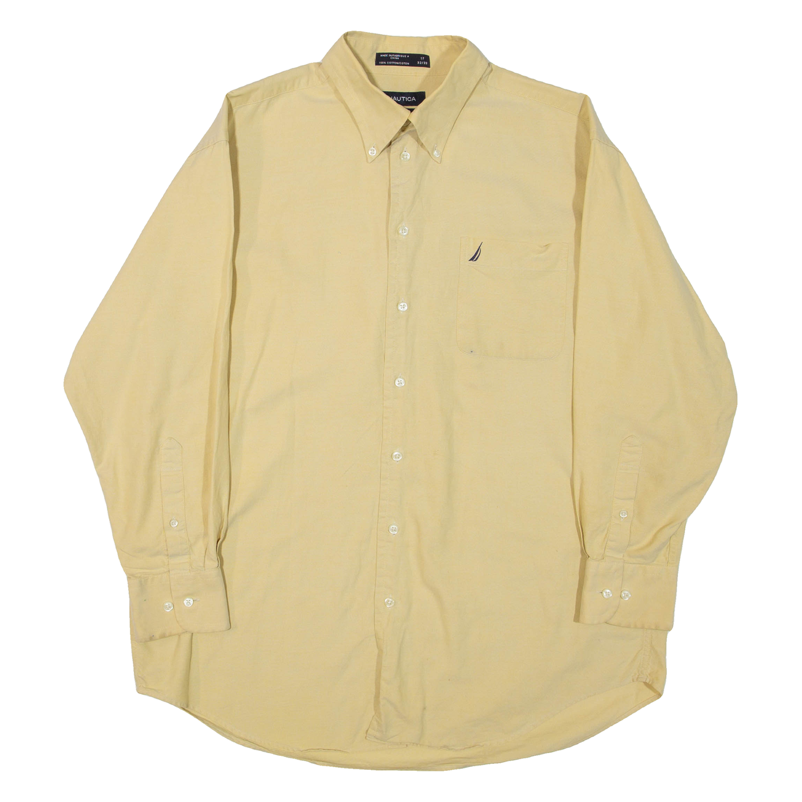 NAUTICA Mens Plain Shirt Yellow Long Sleeve L Refurbished - N/A refurbished available on Cerqular