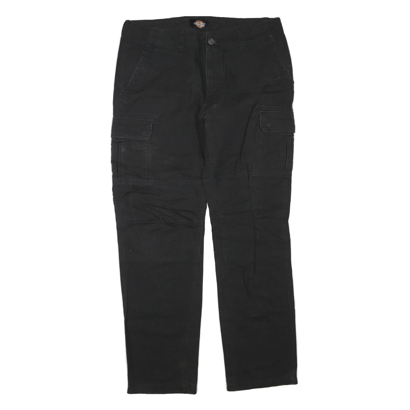DICKIES Mens Cotton Blend Black Regular Straight Trousers W36 L32 Zip Cargo Refurbished - N/A refurbished available on Cerqular