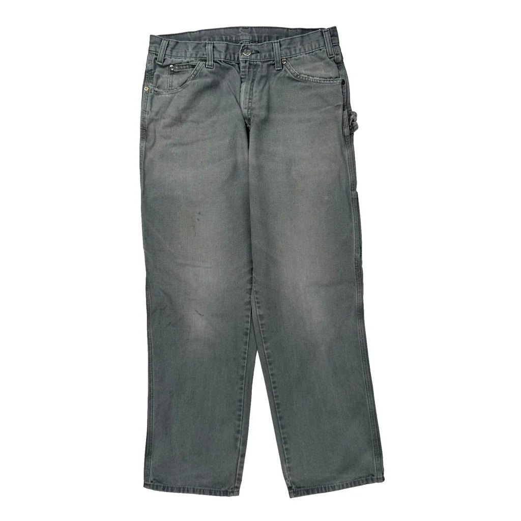 Dickies Double Knee Carpenter Trousers - 34W 32L Grey Cotton Refurbished - Thrifted (note: this is a term often used to describe second- refurbished available on Cerqular