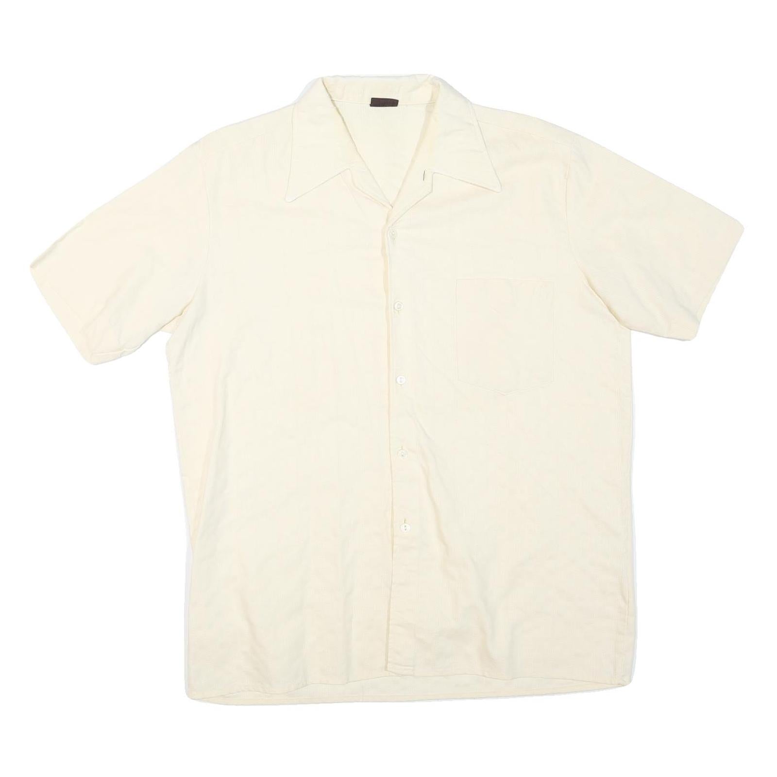 WEEKS END Mens Cream Shirt M Cotton Blend Short Sleeve Casual Summer Refurbished - N/A refurbished available on Cerqular
