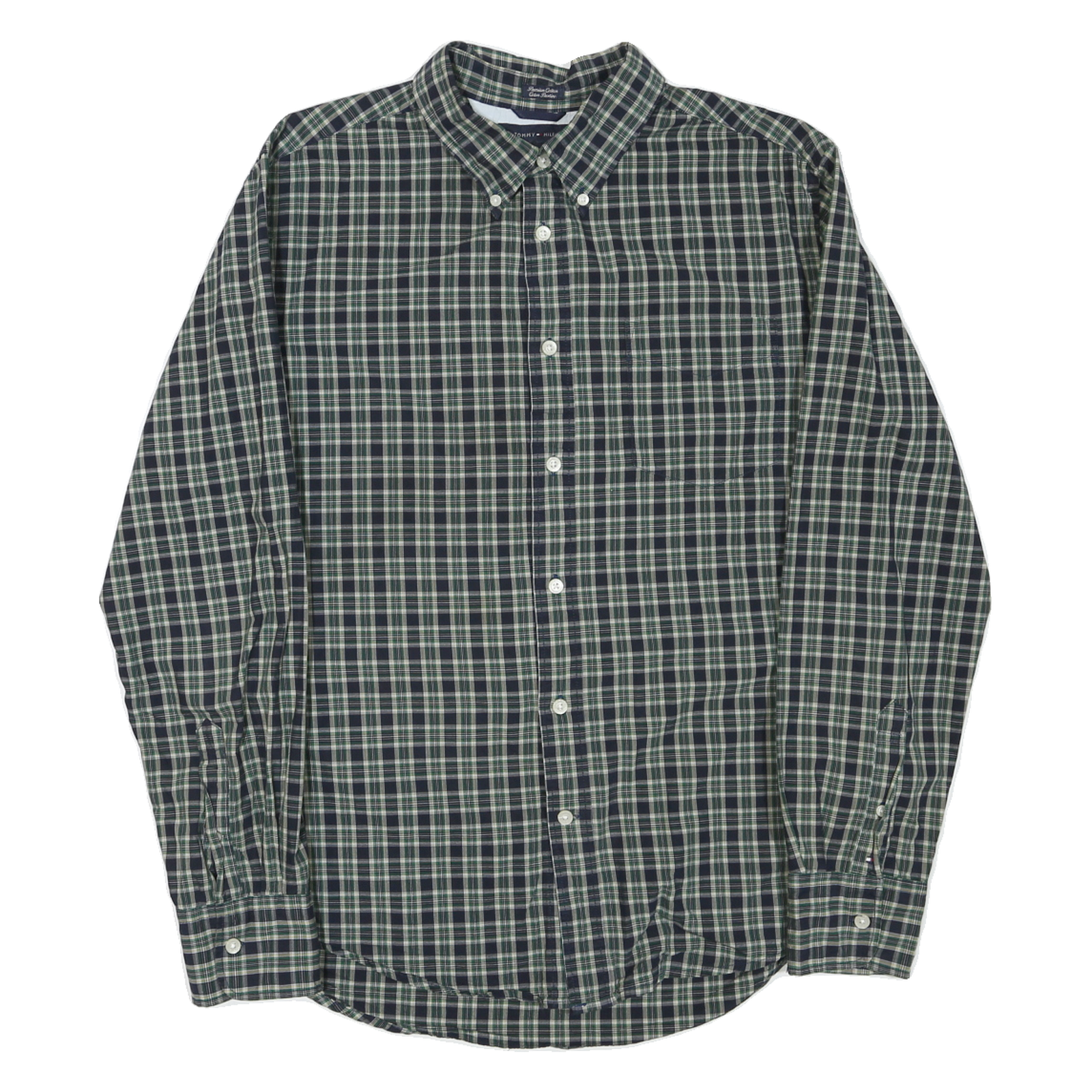 TOMMY HILFIGER Mens Green Check Shirt L Button-Down Collar Long Sleeve Cotton Refurbished - N/A refurbished available on Cerqular