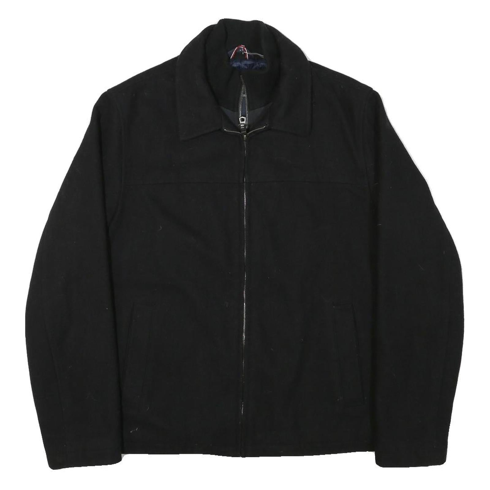 TOMMY HILFIGER Mens Black Wool Blend Jacket M Zip Classic Outerwear Coat Refurbished - N/A refurbished available on Cerqular
