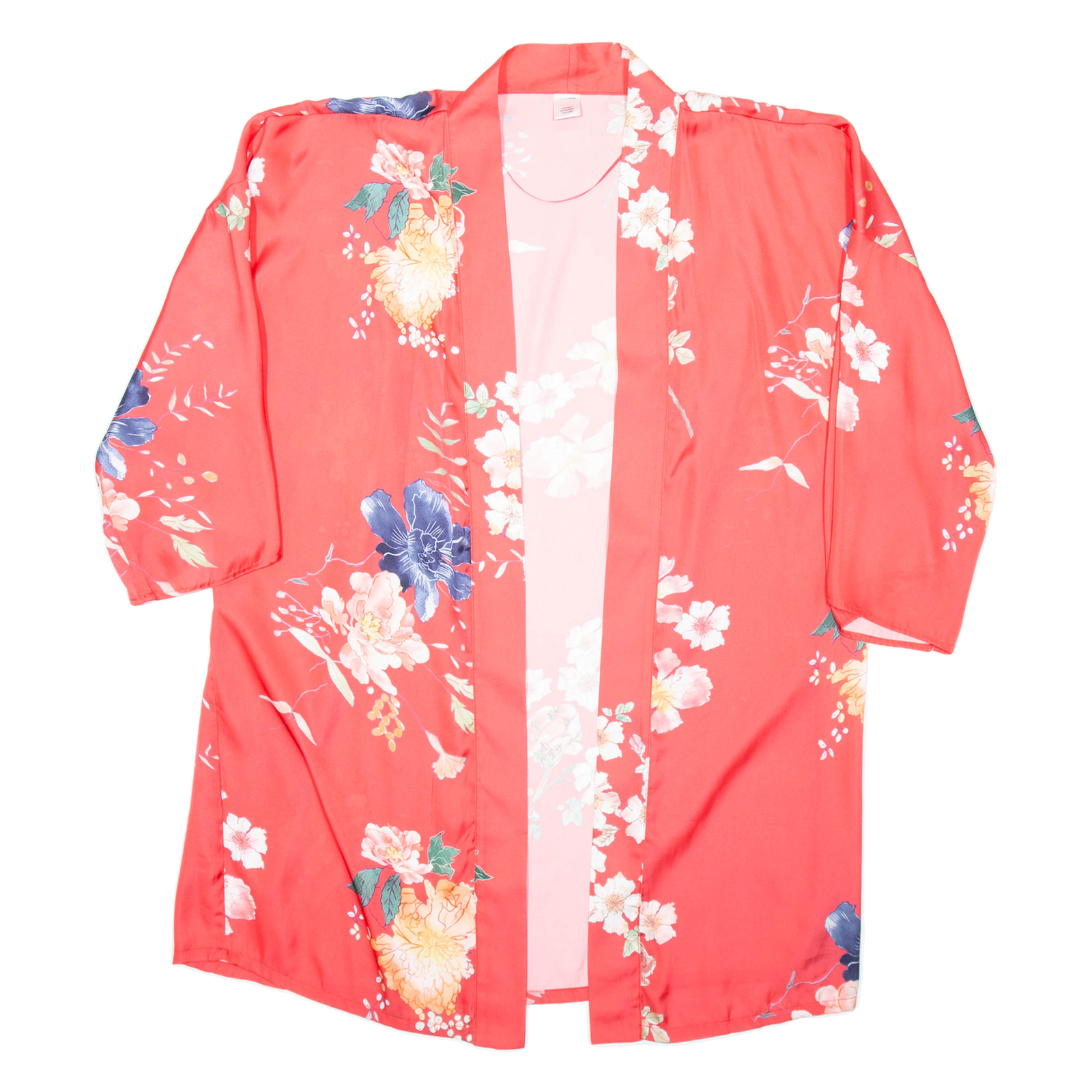Womens Kimono Blouse Red 3/4 Sleeve Floral L Refurbished - N/A refurbished available on Cerqular