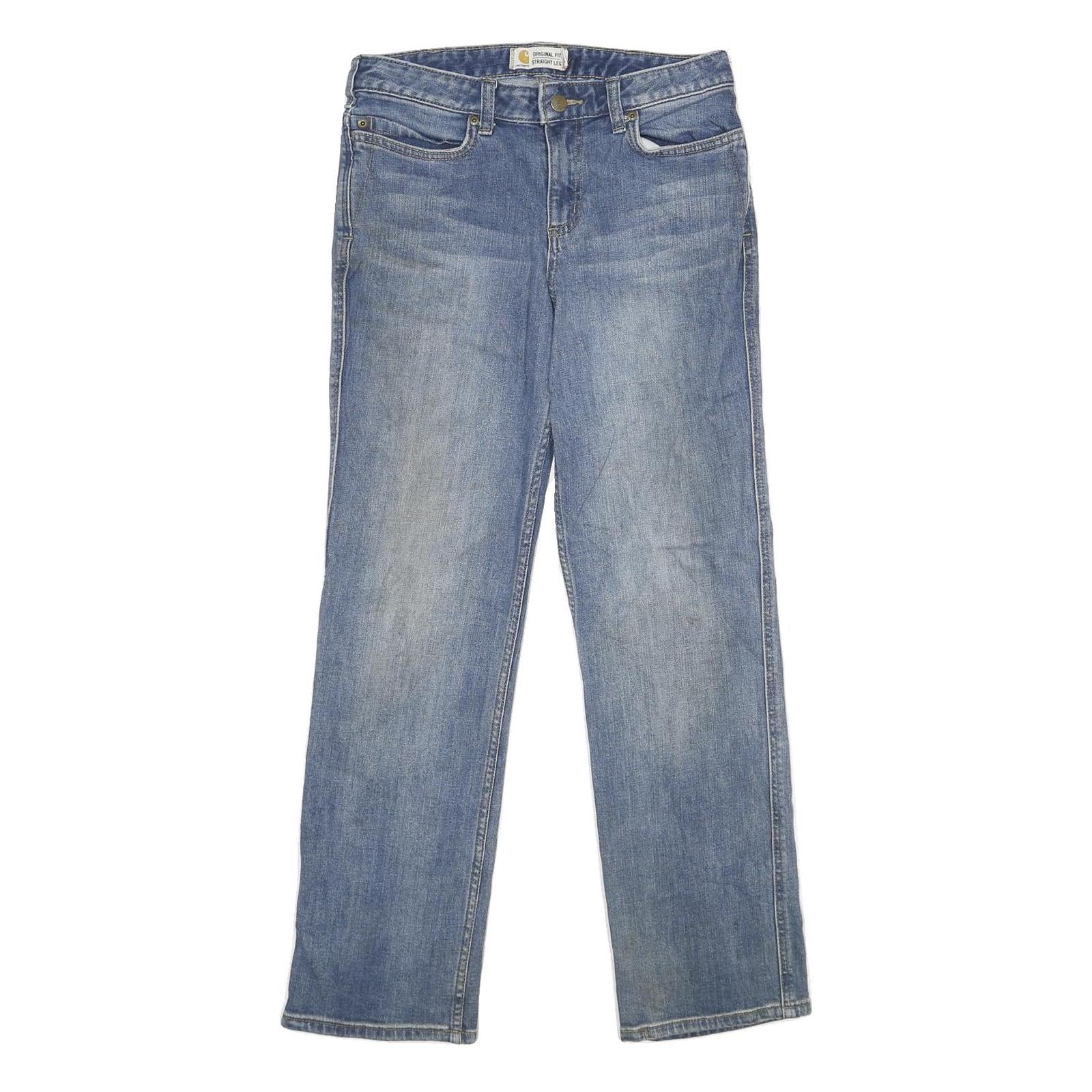 CARHARTT Womens Classic Blue Denim Straight Leg Jeans Cotton Blend W30 L30 Zip Refurbished - N/A refurbished available on Cerqular