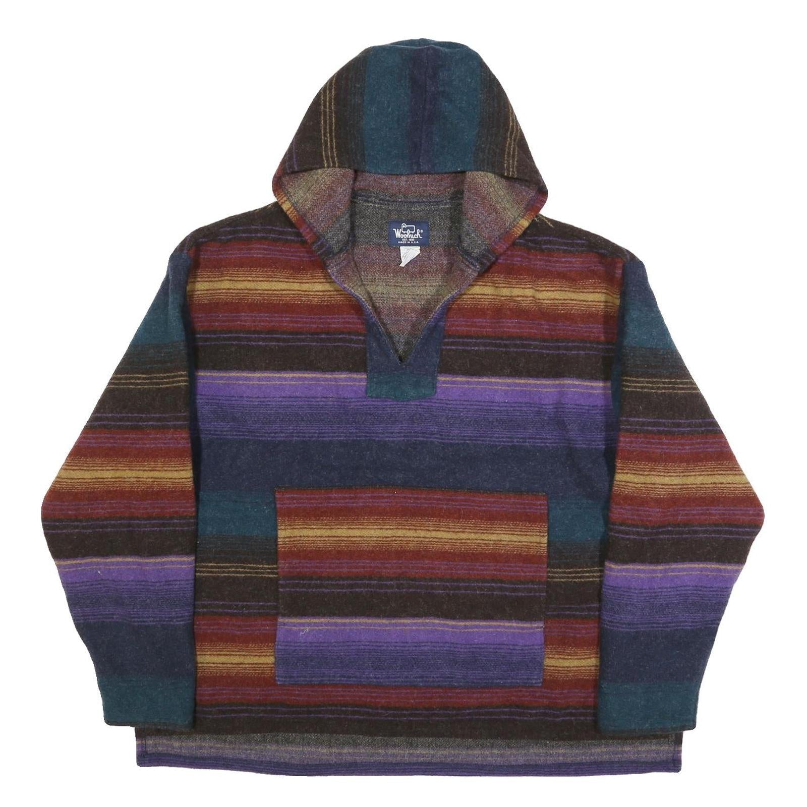 WOOLRICH Womens Multi Colour Striped Pullover Hoodie XL Wool Blend Hooded Refurbished - N/A refurbished available on Cerqular