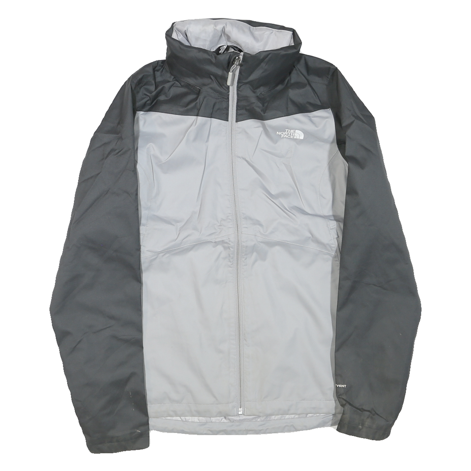 THE NORTH FACE Womens Grey & Dark Grey Outdoor Jacket M Polyester Blend Zip Refurbished - N/A refurbished available on Cerqular
