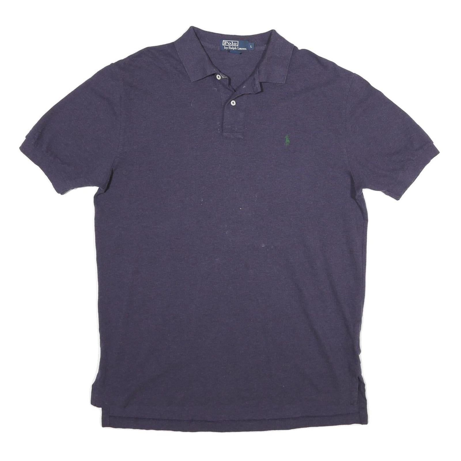 POLO RALPH LAUREN Mens Navy Blue Green Pony Short Sleeve Plain L Cotton Polo Refurbished - N/A refurbished available on Cerqular