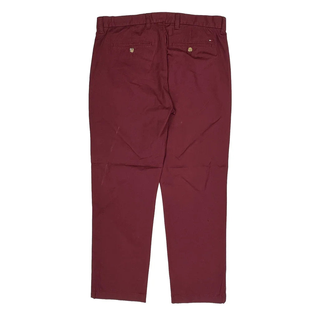Tommy Hilfiger Chinos - 36W 30L Burgundy Cotton Refurbished - Thrifted (note: this is a term often used to describe second- refurbished available on Cerqular