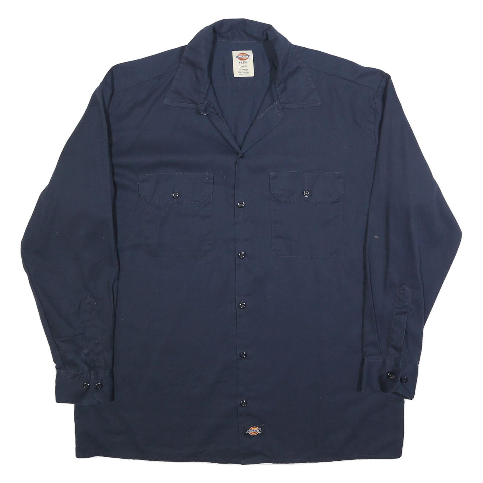 DICKIES Mens Navy Blue Cotton Blend Work Shirt Long Sleeve L Heavy Duty Refurbished - N/A refurbished available on Cerqular