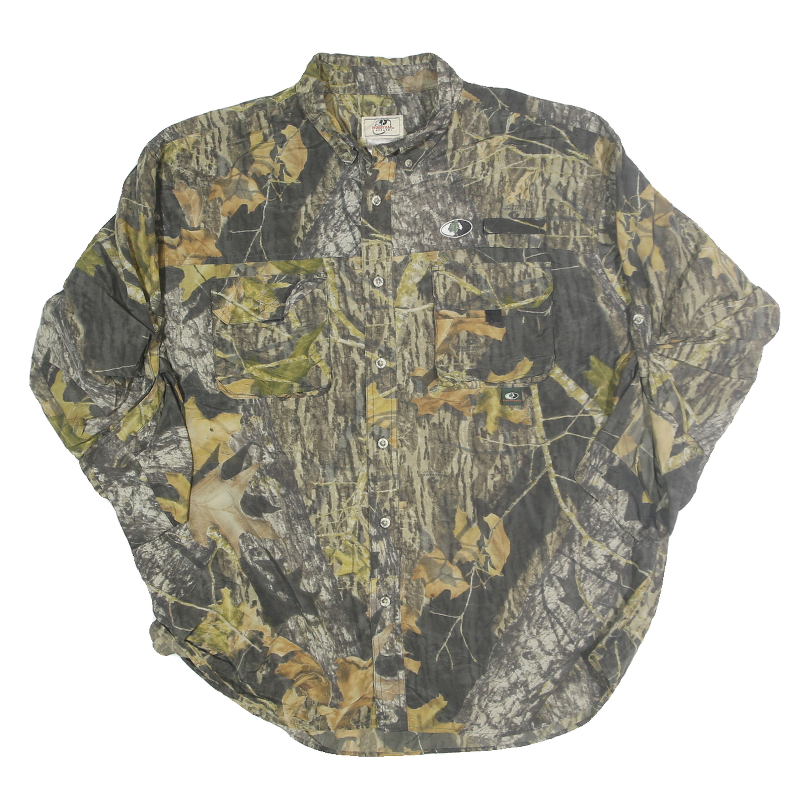 MOSSY OAK Mens Beige & Green Camo Shirt XL Outdoor Hunting Button-Down Refurbished - N/A refurbished available on Cerqular