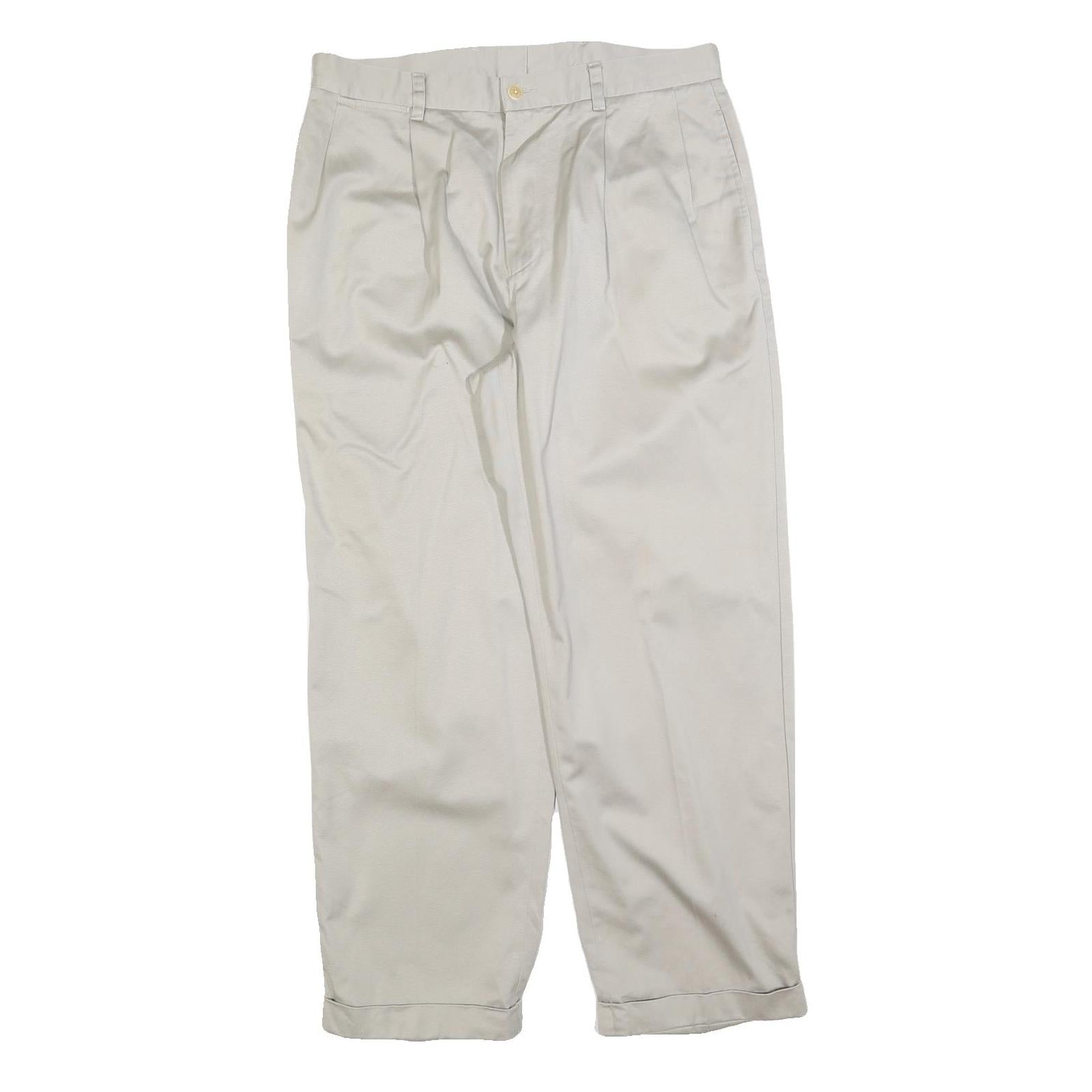 NAUTICA Mens Regular Fit Beige Cotton Blend Trousers W36 L30 Classic Zip Closure Refurbished - N/A refurbished available on Cerqular