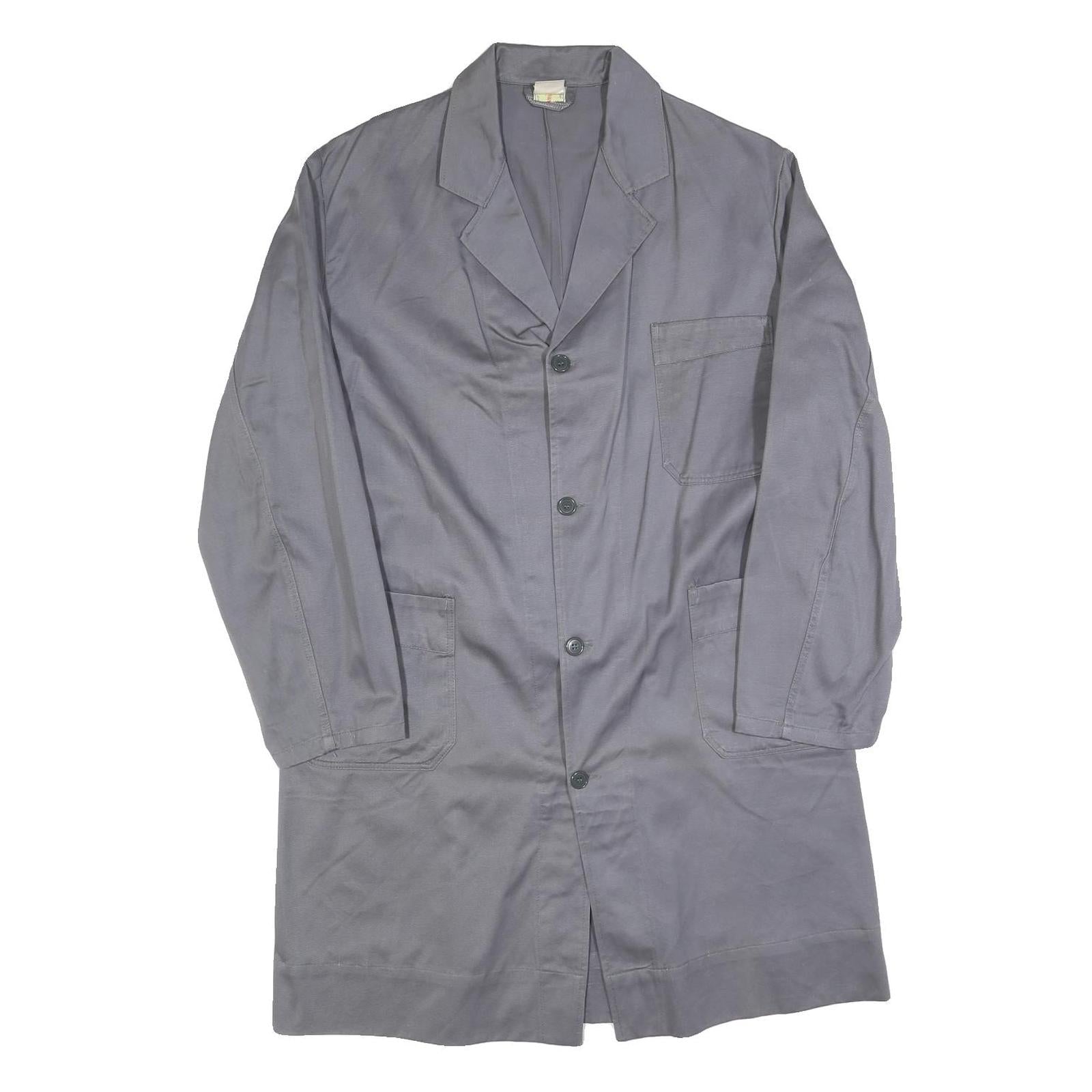 SANFOR Mens Grey Cotton Button Jacket L Plain Classic Workwear Long Sleeve Refurbished - N/A refurbished available on Cerqular