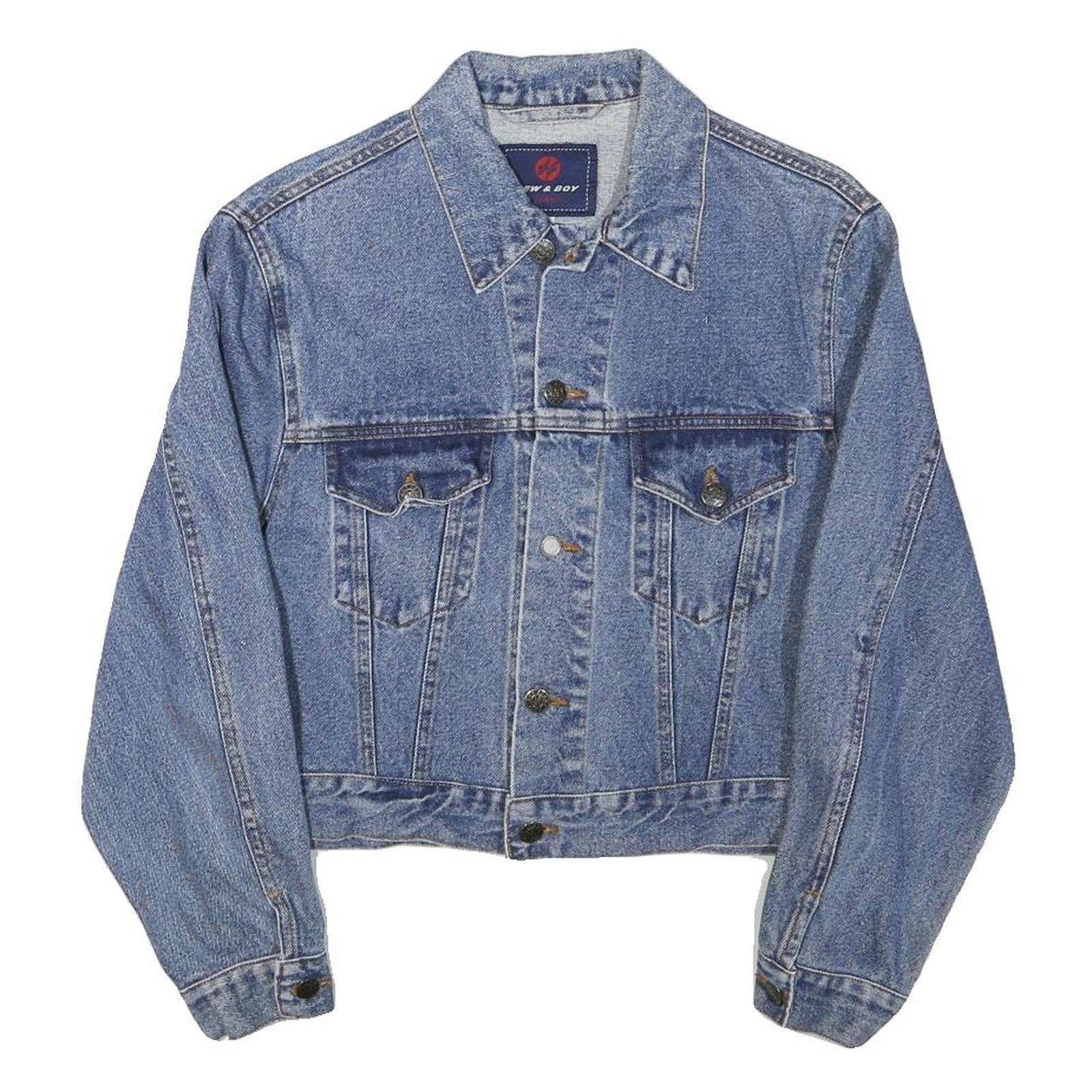 NEW & BOY Womens Blue Denim Cotton Blend Button Jacket S Plain Casual Crop Refurbished - N/A refurbished available on Cerqular