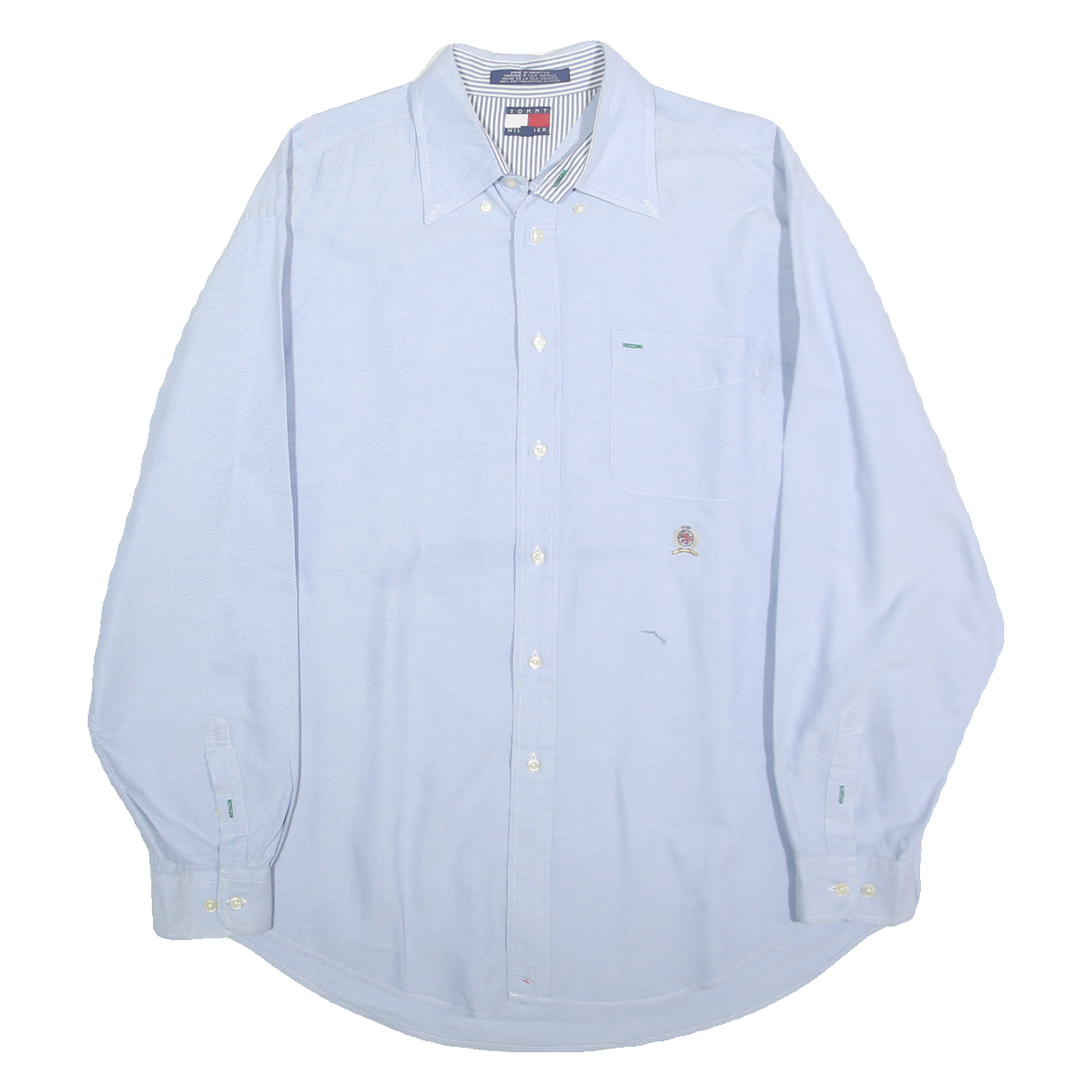 TOMMY HILFIGER Mens Blue Oxford Shirt L Long Sleeve Button Collar Casual Refurbished - N/A refurbished available on Cerqular