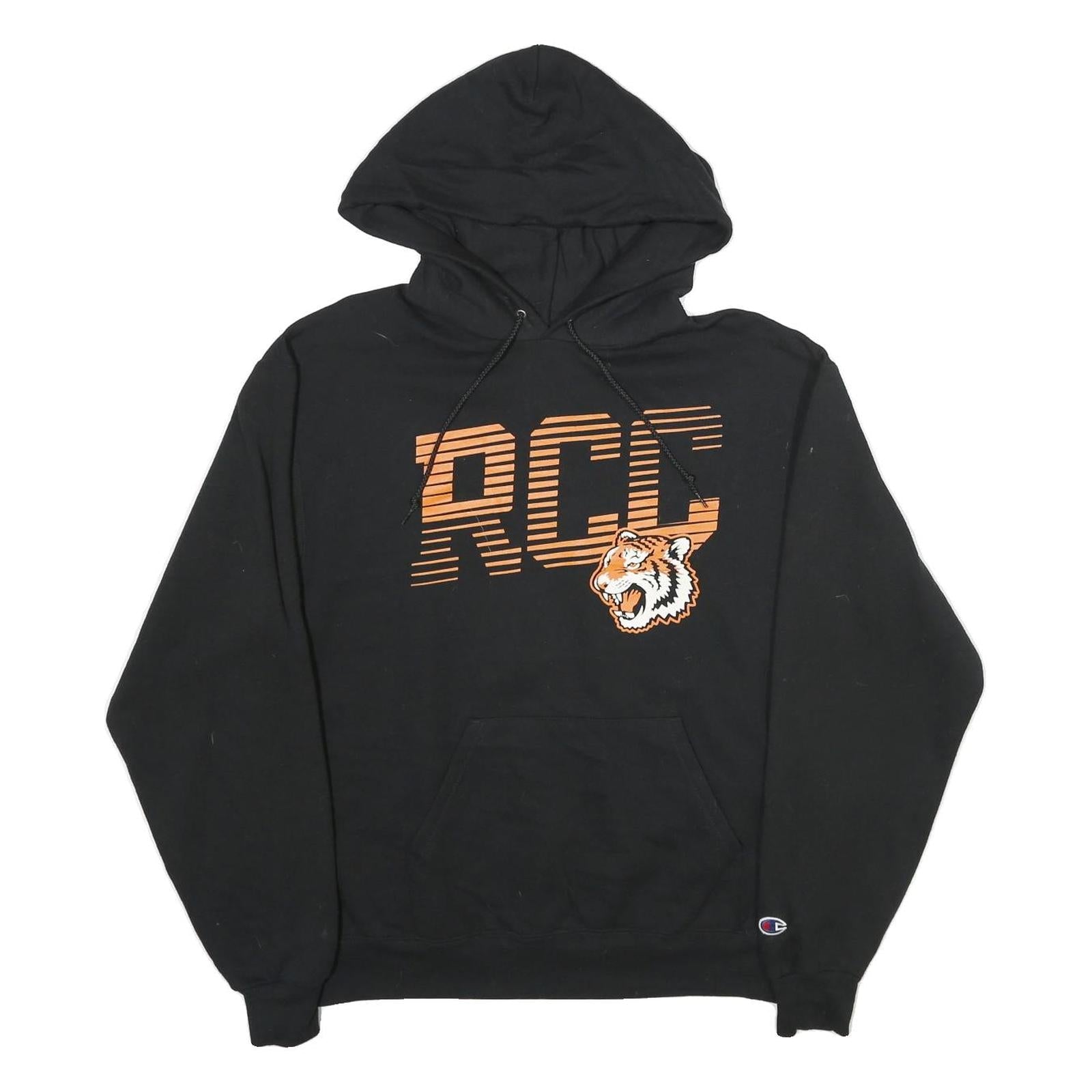 CHAMPION Mens Black Hooded Pullover M RCG Tiger Graphic Hoodie Refurbished - N/A refurbished available on Cerqular