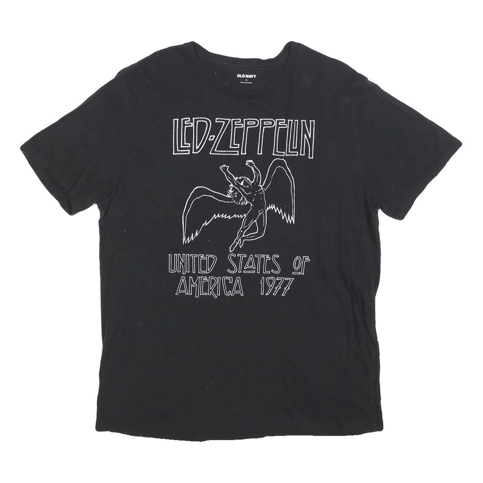 OLD NAVY Mens Black Led Zeppelin Graphic T-Shirt M Short Sleeve Crew Neck Band Refurbished - N/A refurbished available on Cerqular
