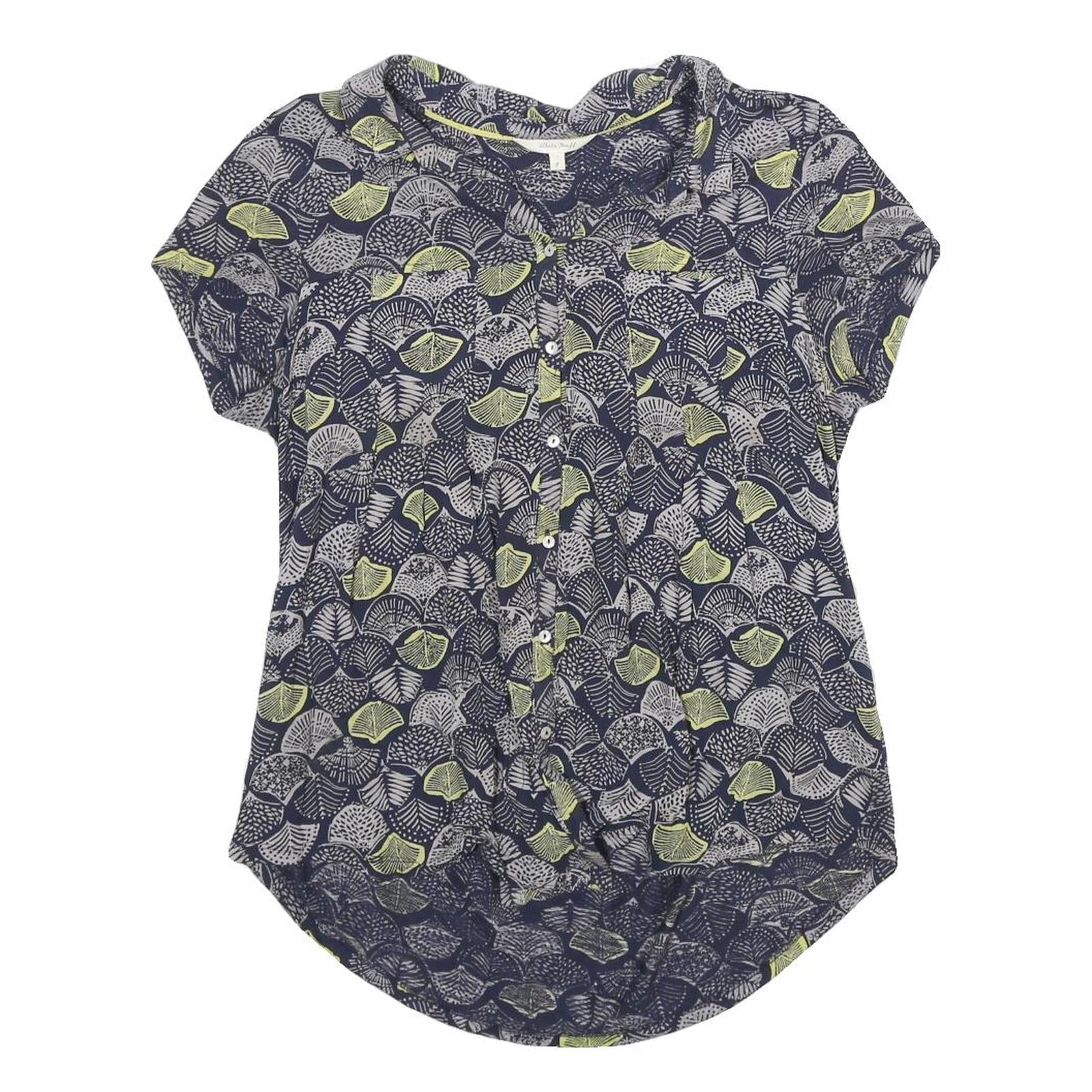 WHITE STUFF Womens Navy Blue & Pale Green Printed Short Sleeve Crew Neck Top UK Refurbished - N/A refurbished available on Cerqular