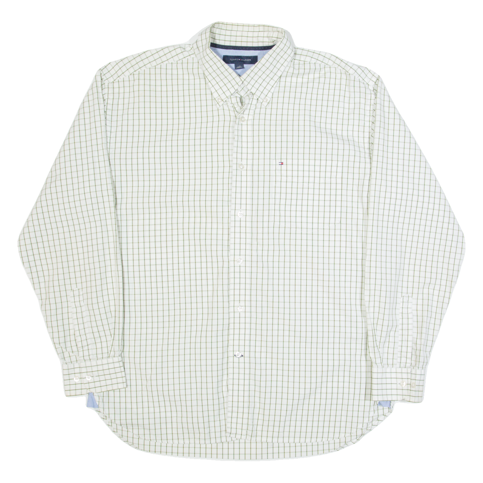 TOMMY HILFIGER Mens Shirt Cream Check Long Sleeve L Refurbished - N/A refurbished available on Cerqular