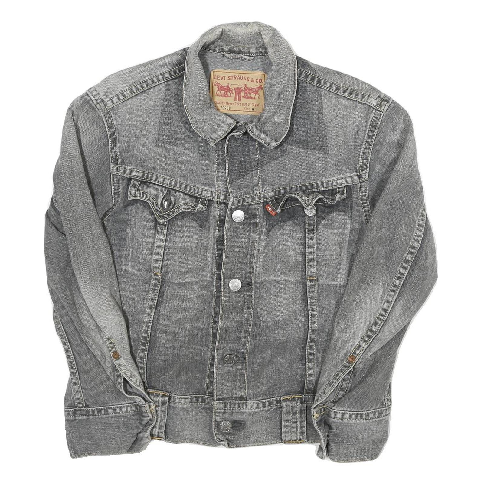 LEVI'S Womens Grey Denim Jacket M Cotton Blend Button Closure Classic Western Refurbished - N/A refurbished available on Cerqular