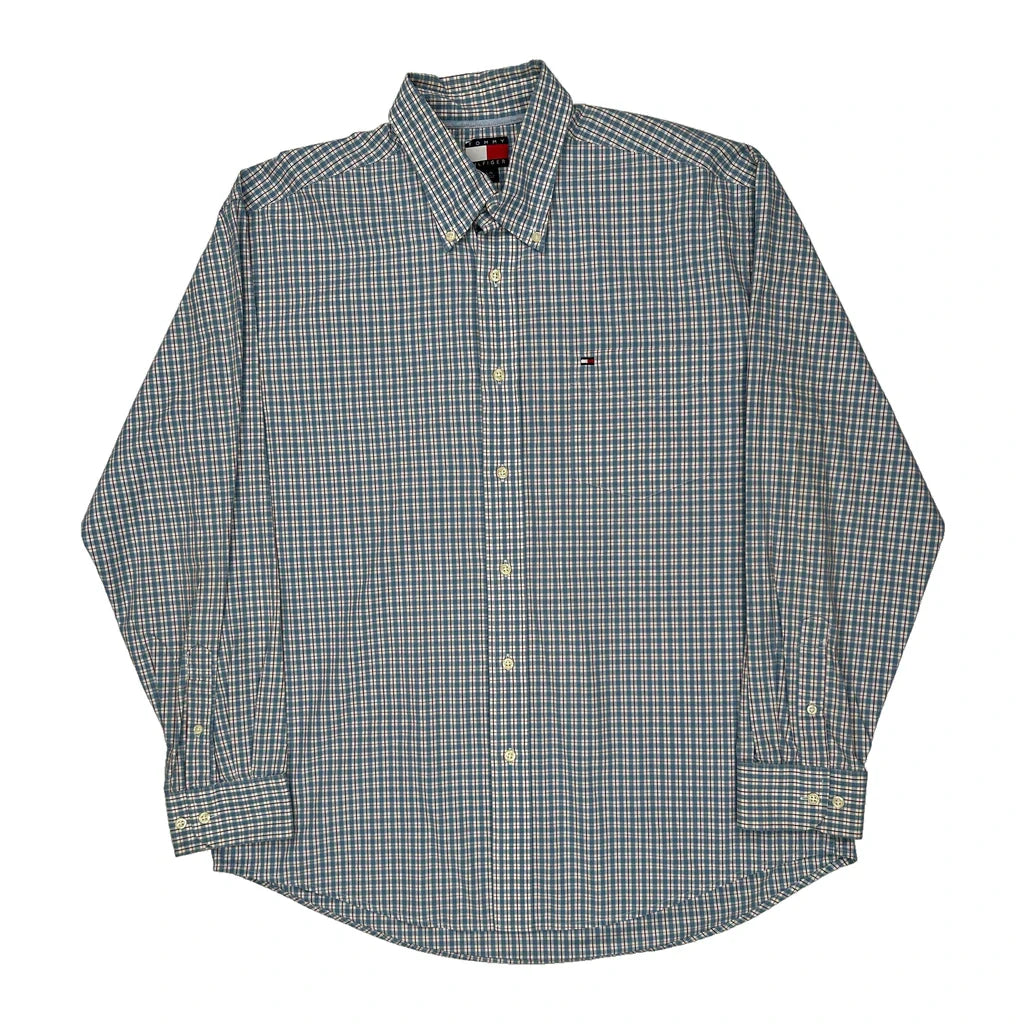 Tommy Hilfiger Checked Shirt - Large Red Cotton Refurbished - Thrifted (note: this is a term often used to describe second- refurbished available on Cerqular
