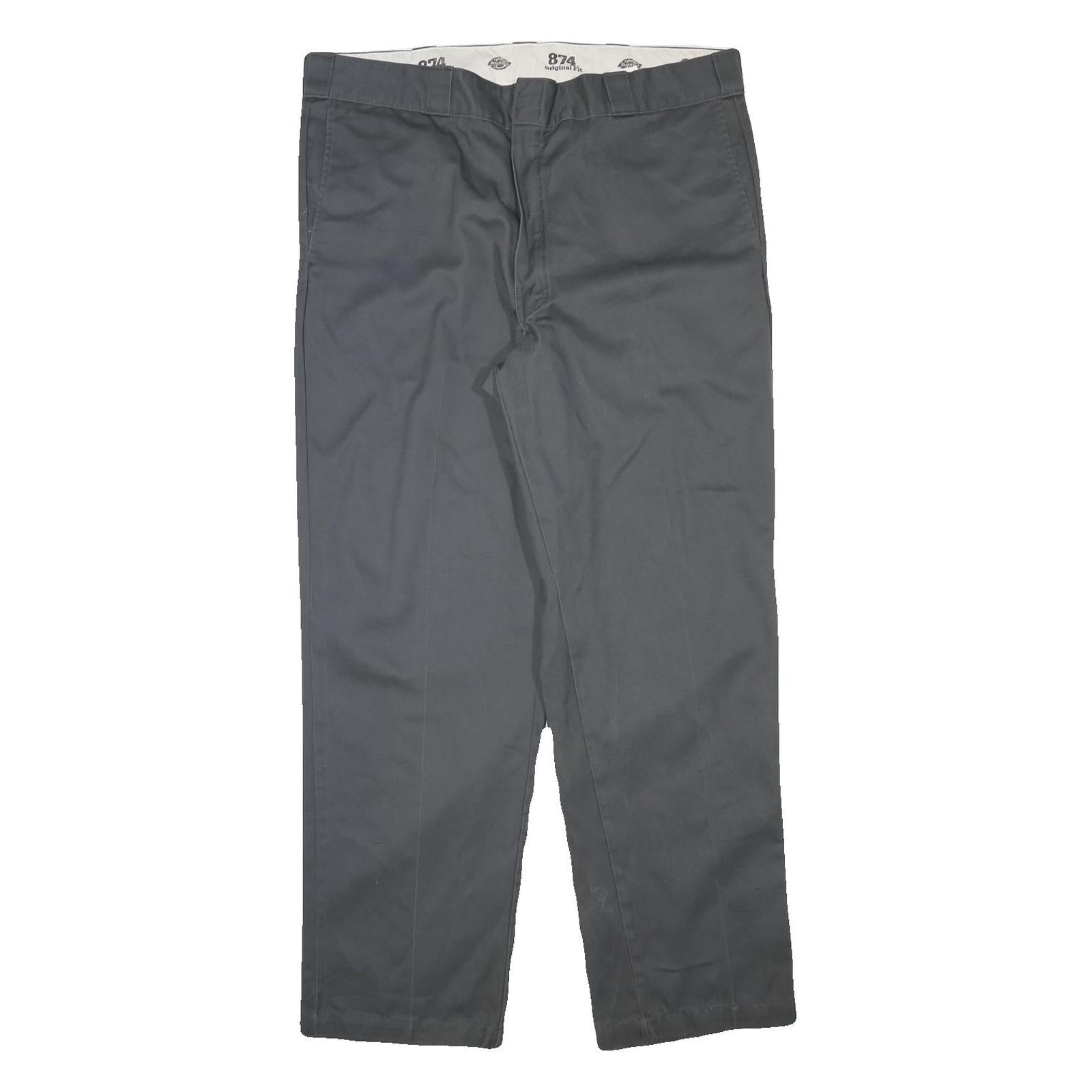 DICKIES Mens Regular Fit Grey Cotton Blend Zip Trousers W38 L31 Workwear Casual Refurbished - N/A refurbished available on Cerqular