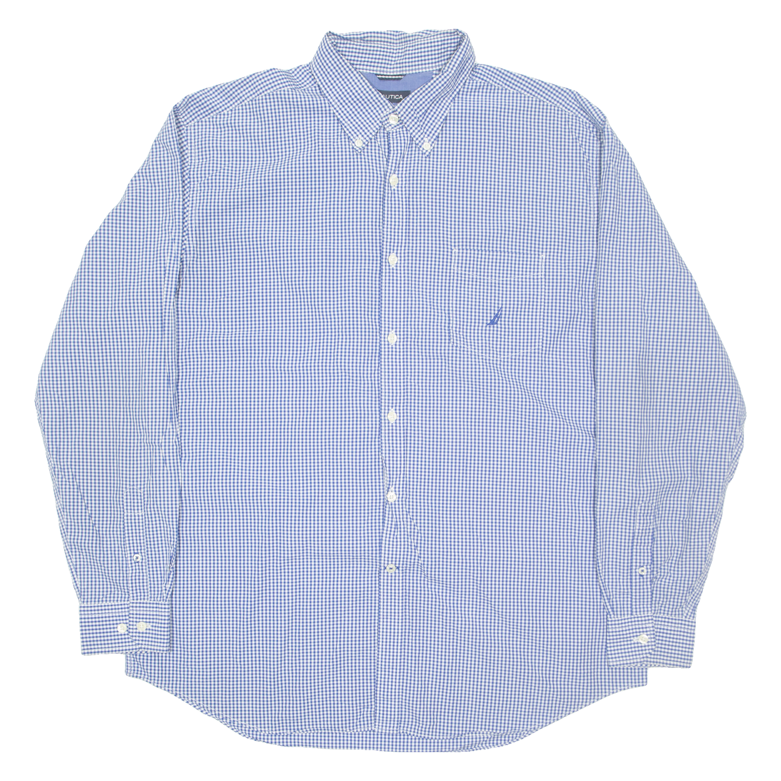 NAUTICA Mens Shirt Blue Gingham Long Sleeve XL Refurbished - N/A refurbished available on Cerqular