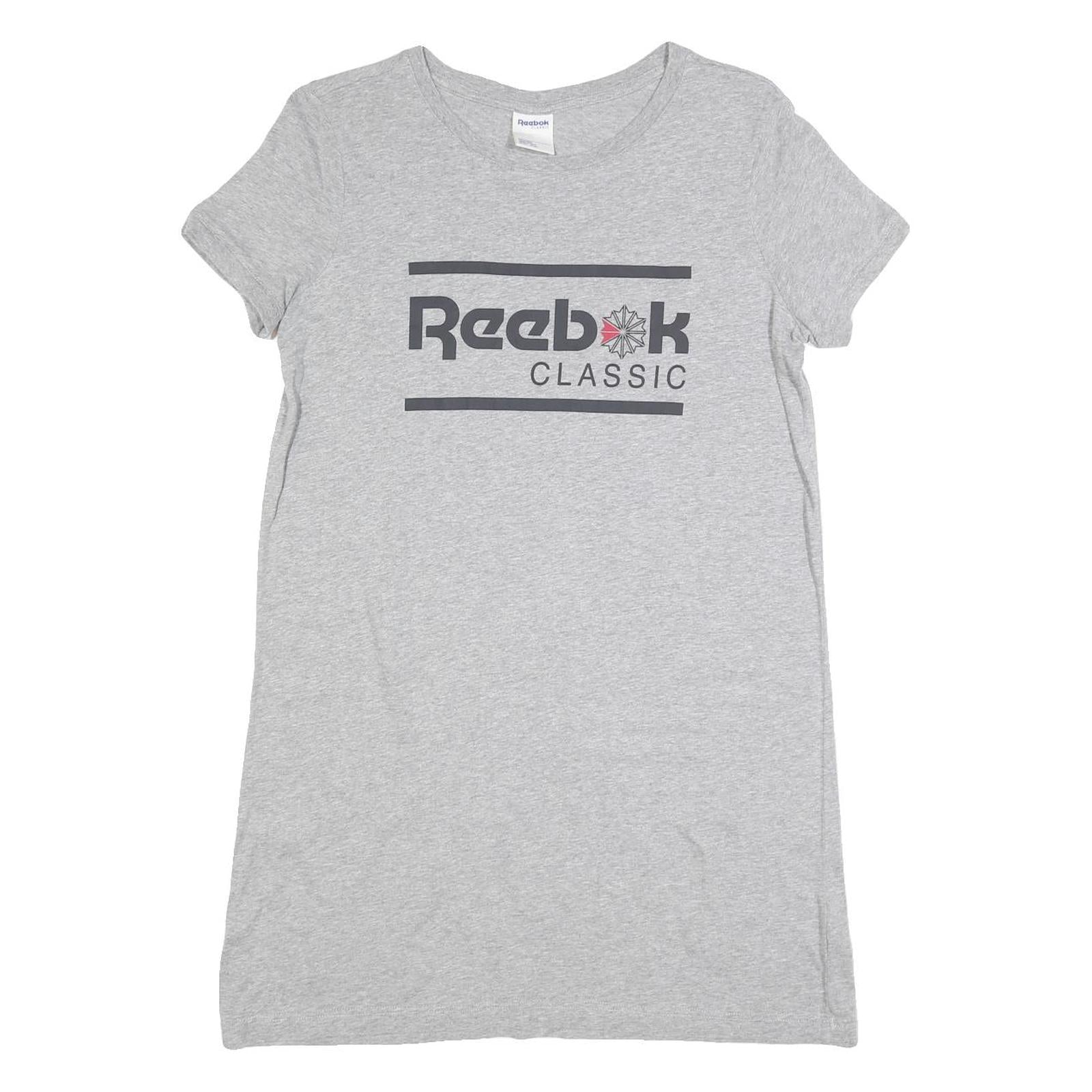 REEBOK Womens Grey Cotton Classic Logo Mini Dress Short Sleeve M Casual Summer Refurbished - N/A refurbished available on Cerqular