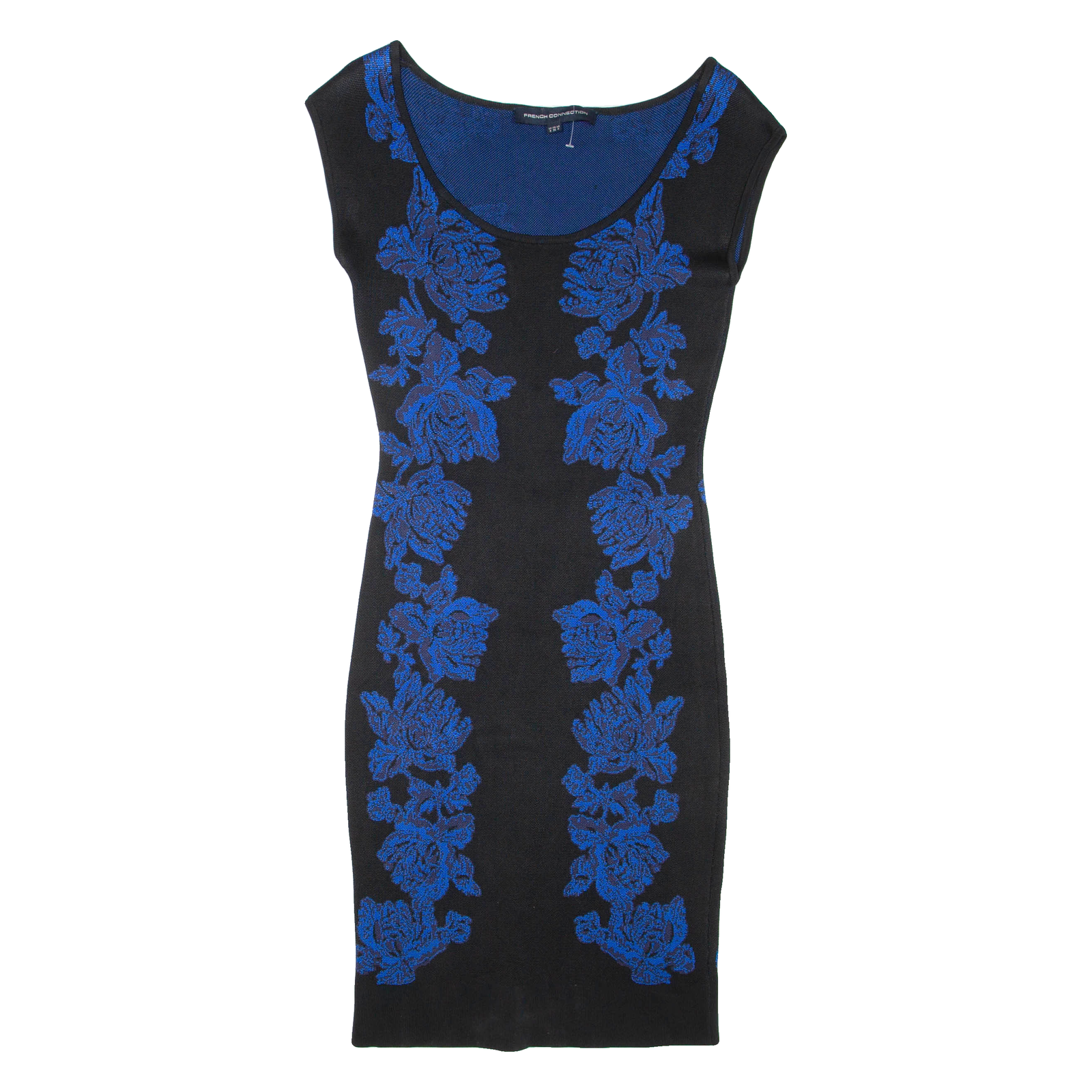 FRENCH CONNECTION Womens Bodycon Dress Blue Viscose Floral Knee Length UK 8 Refurbished - N/A refurbished available on Cerqular