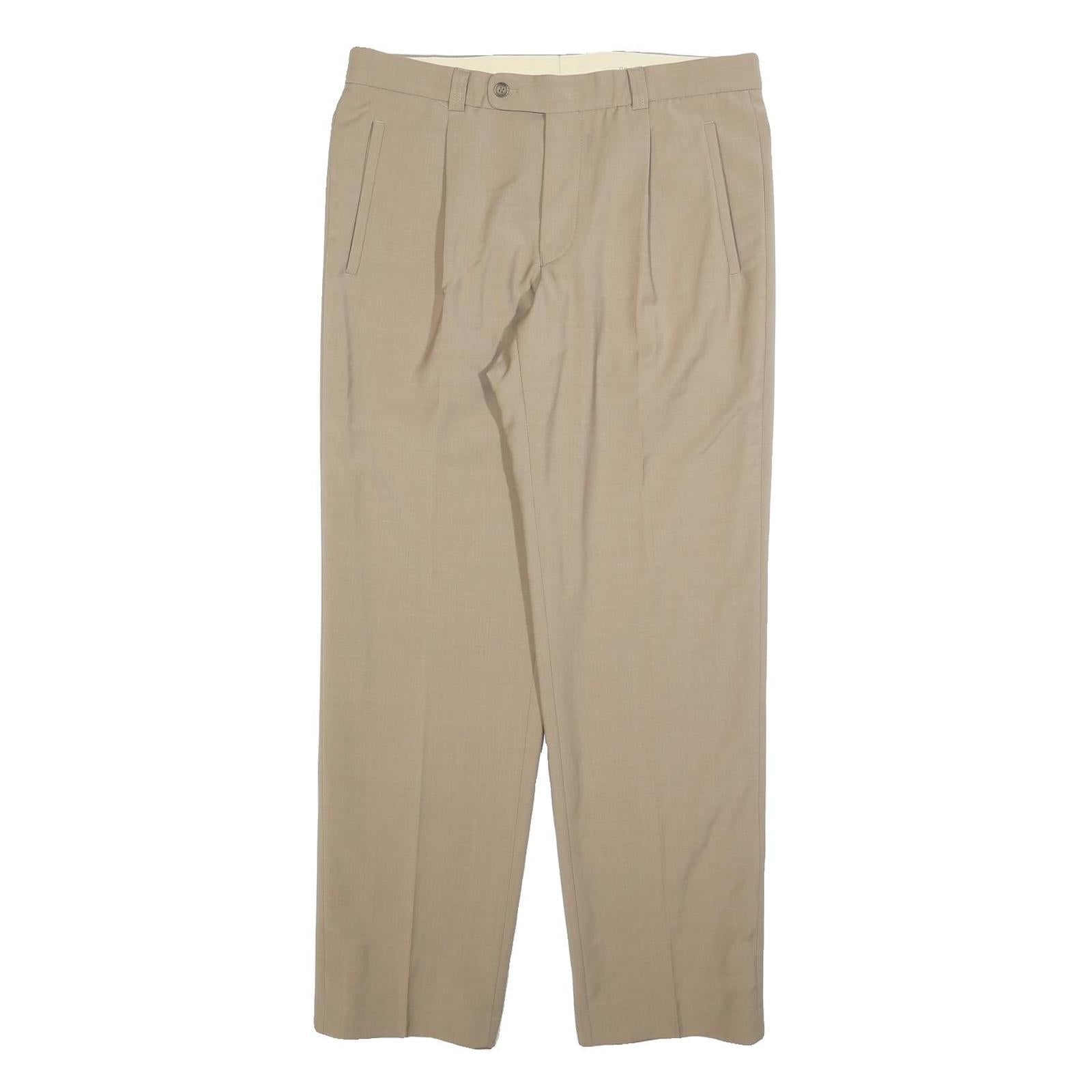 FIRST AVENUE Mens Wool Blend Beige Regular Fit Straight Leg Trousers W34 L32 Refurbished - N/A refurbished available on Cerqular