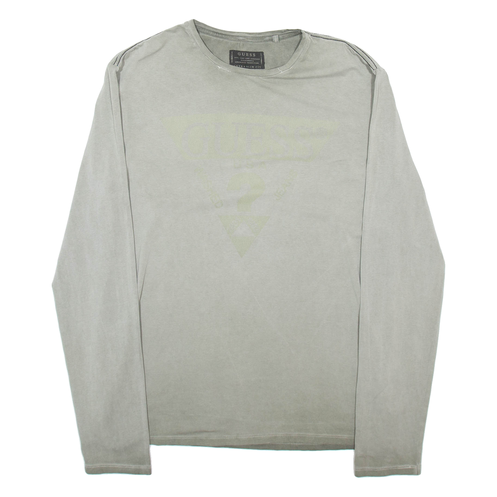 GUESS Mens T-Shirt Grey Long Sleeve XL Refurbished - N/A refurbished available on Cerqular