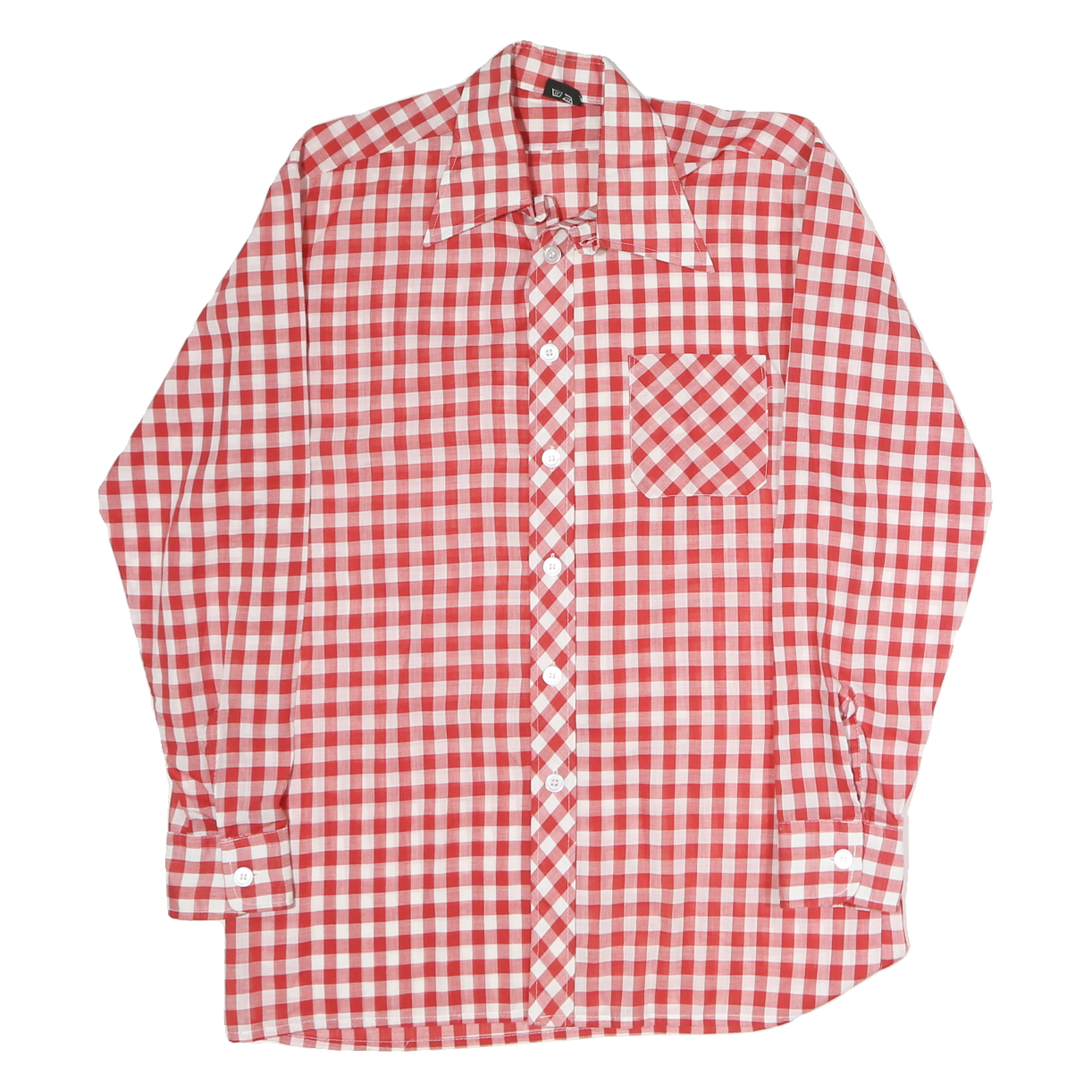 HOBBY Mens Red & White Check Shirt M Polyester Blend Casual Retro Long Sleeve Refurbished - N/A refurbished available on Cerqular