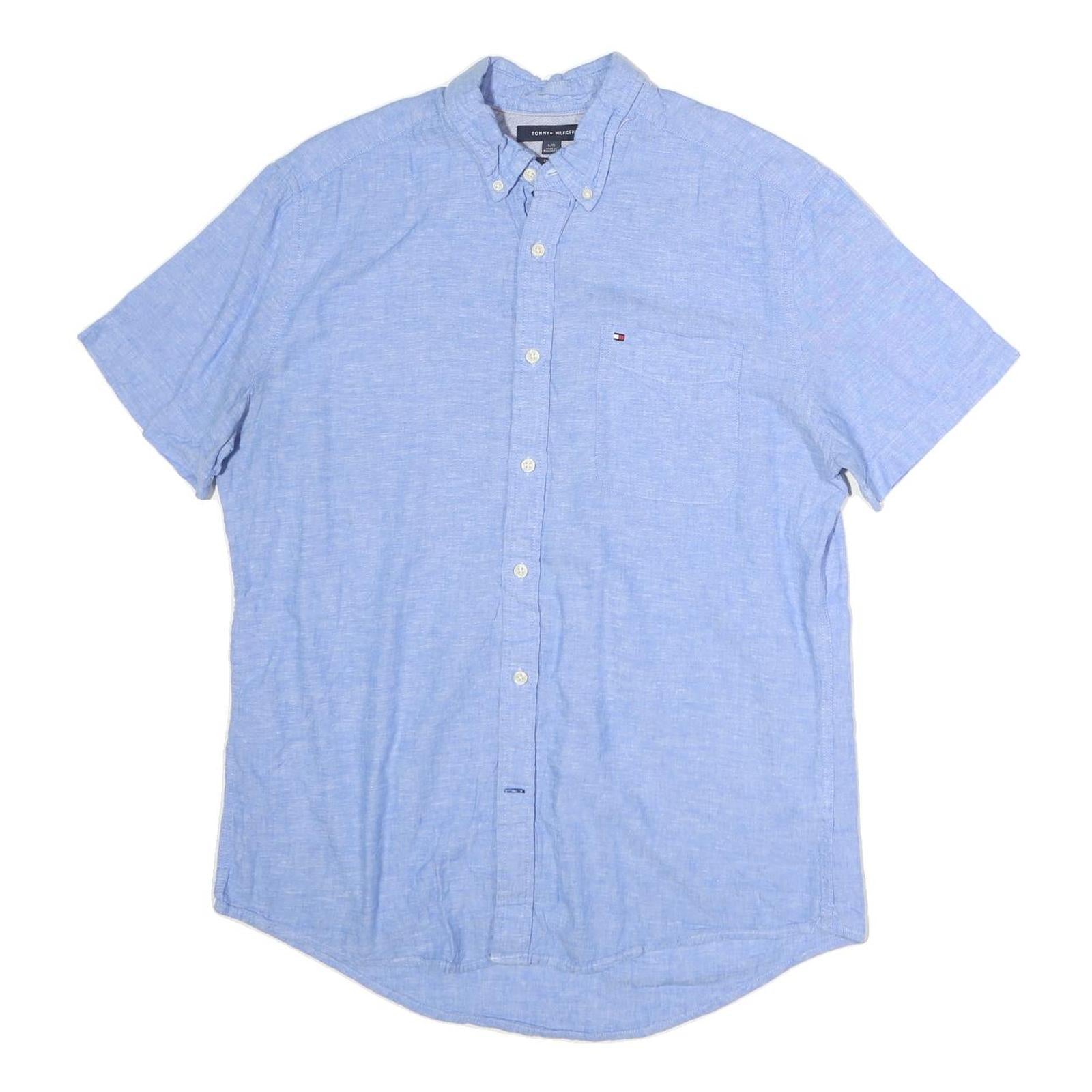 TOMMY HILFIGER Mens Blue Plain Shirt M Classic Cotton Button-Down Collar Refurbished - N/A refurbished available on Cerqular