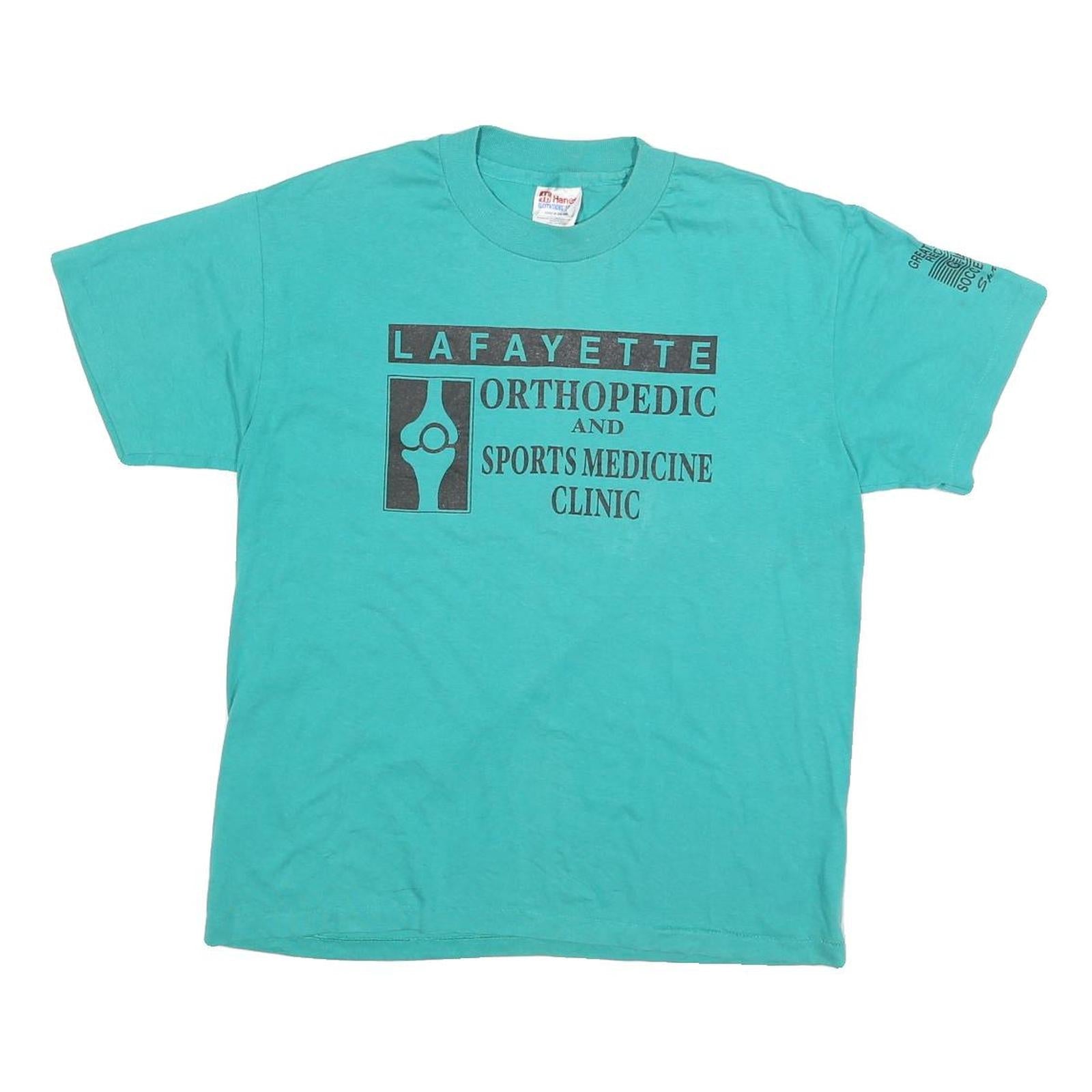 HANES Mens Blue Orthopedic Sports Medicine Clinic Graphic T-Shirt M Short Sleeve Refurbished - N/A refurbished available on Cerqular