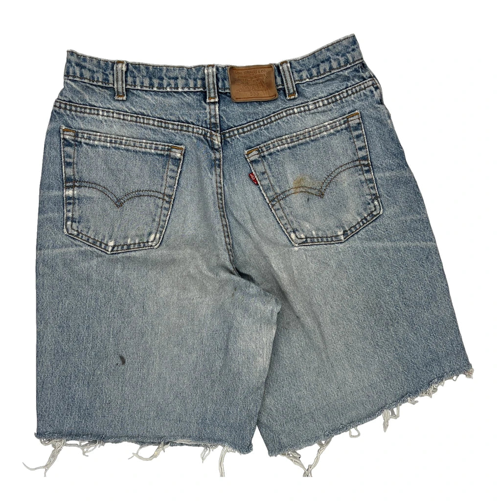 Levis Denim Shorts - 31W 9L Blue Cotton Refurbished - Thrifted (note: this is a term often used to describe second- refurbished available on Cerqular