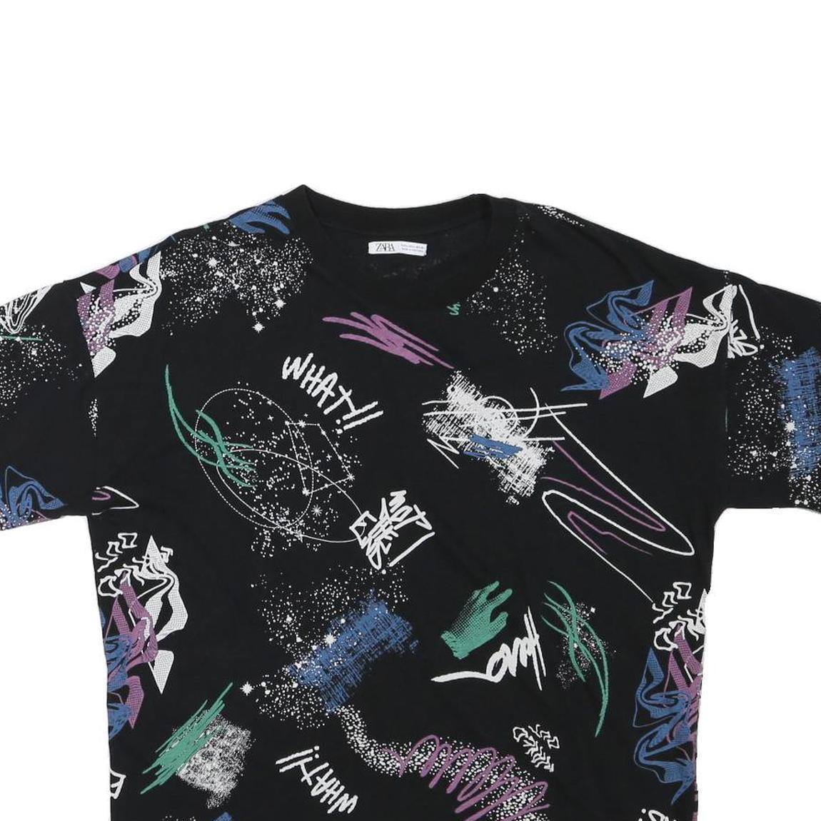 ZARA Womens Black Graphic T-Shirt L Short Sleeve Crew Neck Abstract Print Refurbished - N/A refurbished available on Cerqular