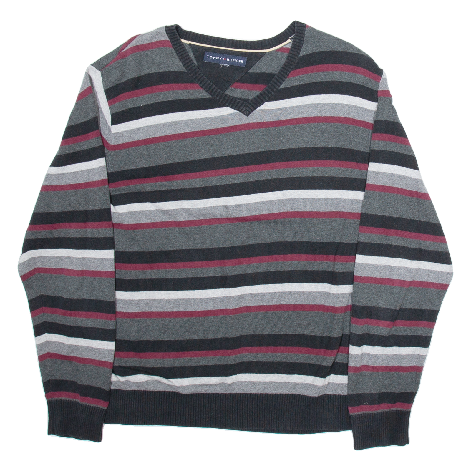 TOMMY HILFIGER Mens Patterned Jumper Grey Camouflage V-Neck Tight Knit M Refurbished - N/A refurbished available on Cerqular