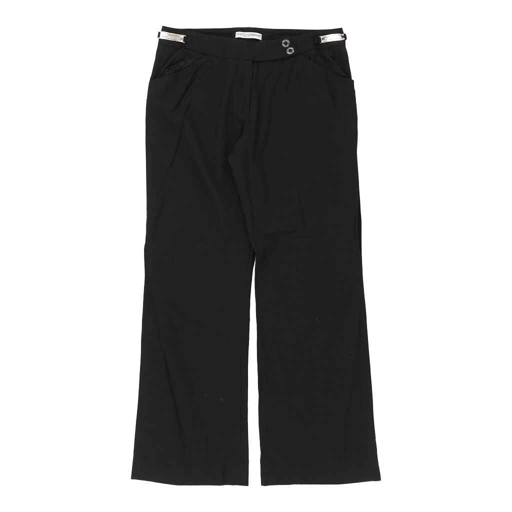 Dolce & Gabbana Wide Leg Trousers - 32W UK 12 Black Wool Blend | Size: UK 12 Refurbished - N/A (Preloved Designer is not a specific brand, it refurbished available on Cerqular