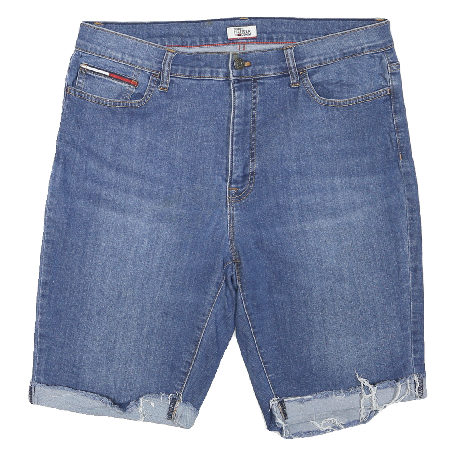 TOMMY HILFIGER Womens Denim Blue Casual Shorts M W36 Frayed Hem Refurbished - N/A refurbished available on Cerqular