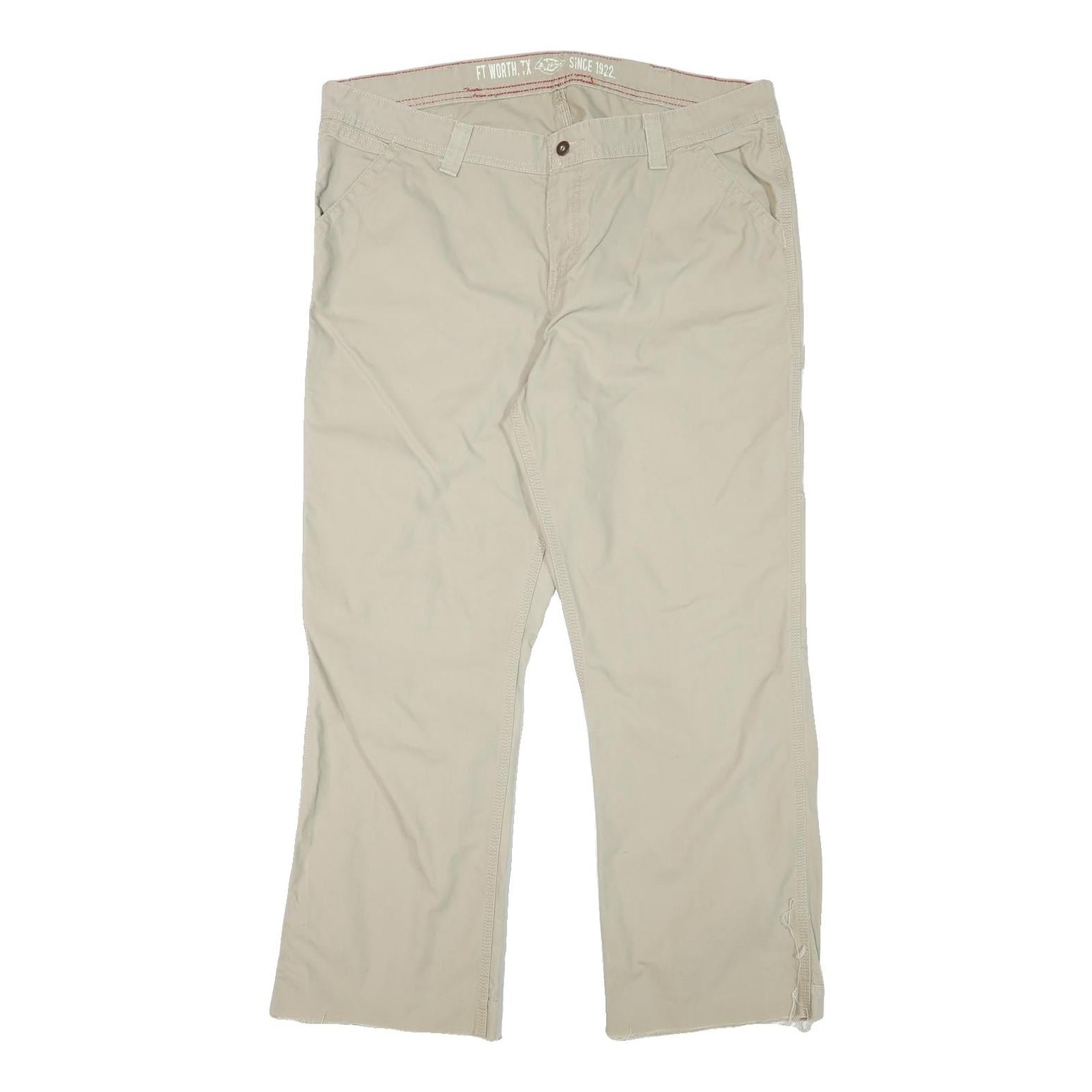 DICKIES Mens Relaxed Beige Cotton Blend Trousers W40 L30 Workwear Zip Closure Refurbished - N/A refurbished available on Cerqular
