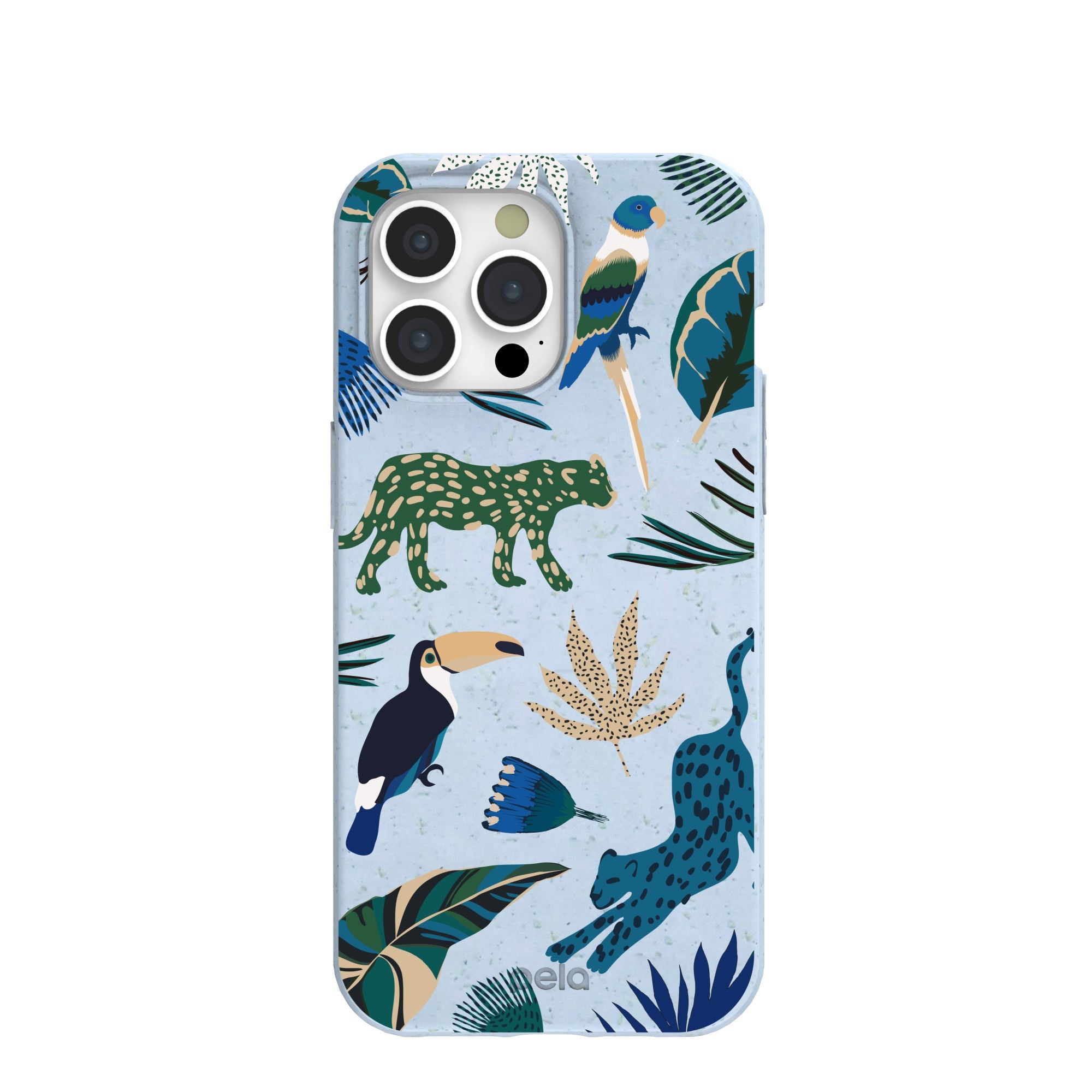 Powder Blue Tropical Rainforest iPhone 15 Pro Max Case Refurbished - Pela Case refurbished available on Cerqular